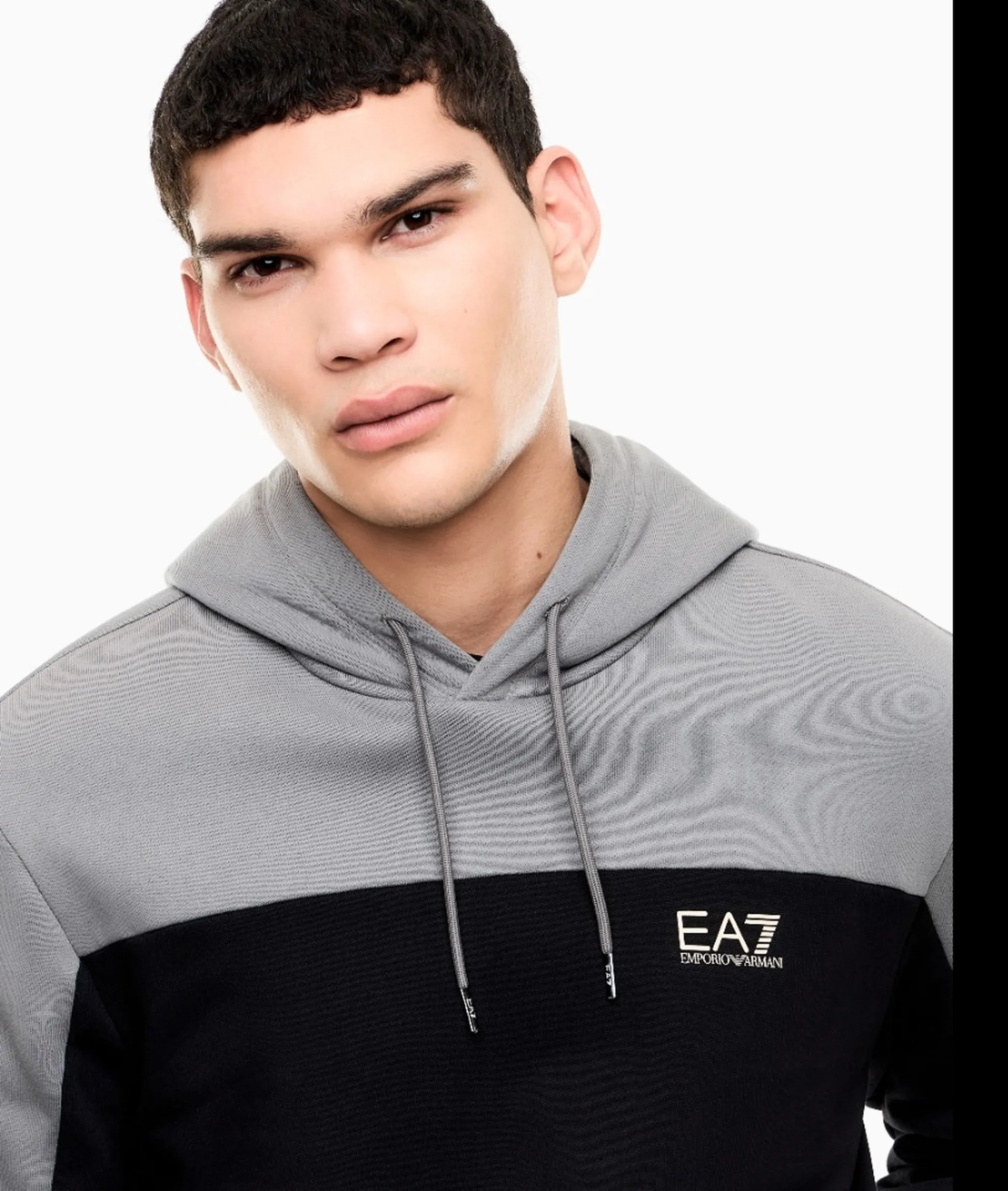 Ea7 Felpa Bicolore Con Logo Nero 7M002400Af10377 191140