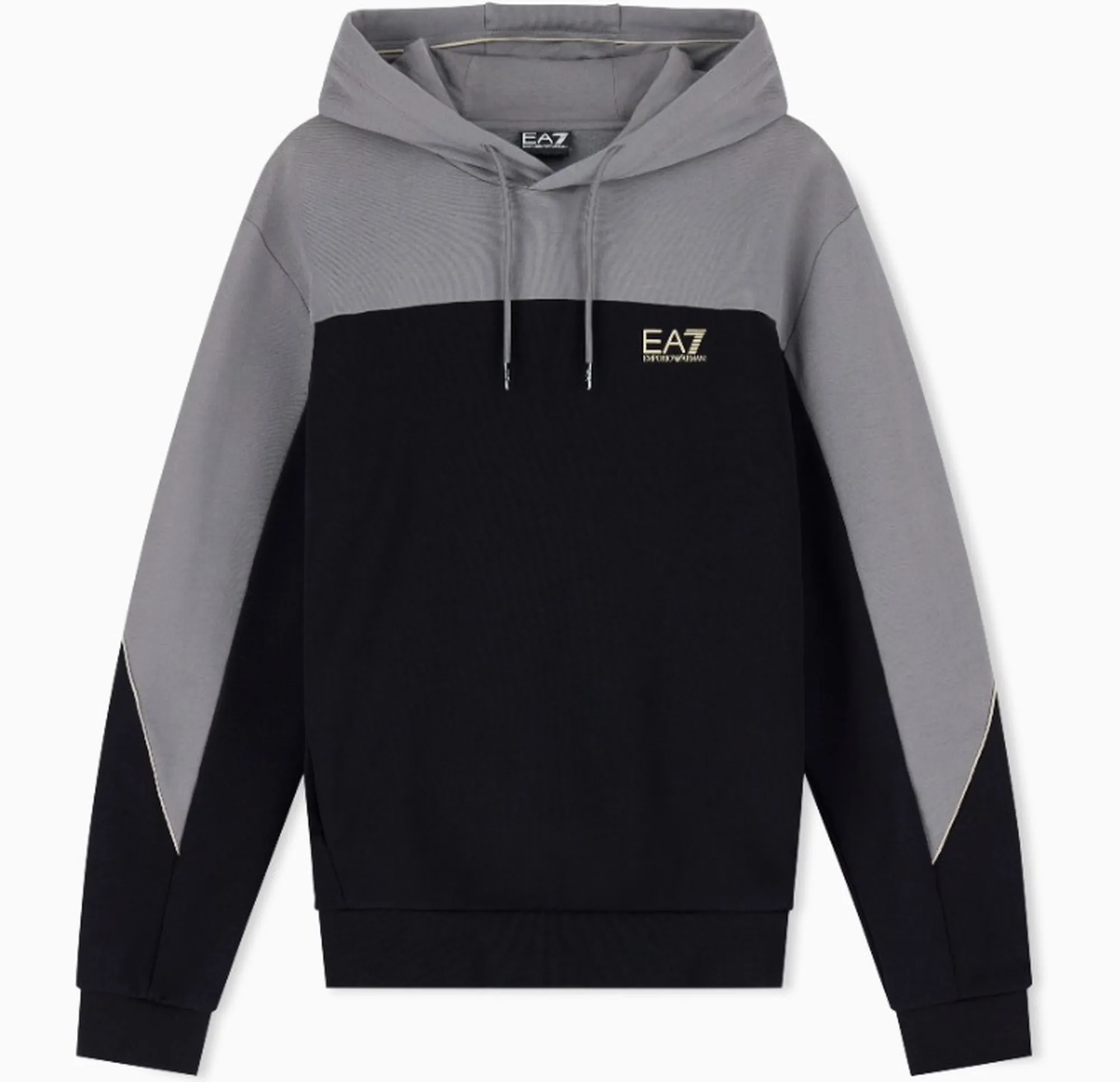 Ea7 Felpa Bicolore Con Logo Nero 7M002400Af10377 191144