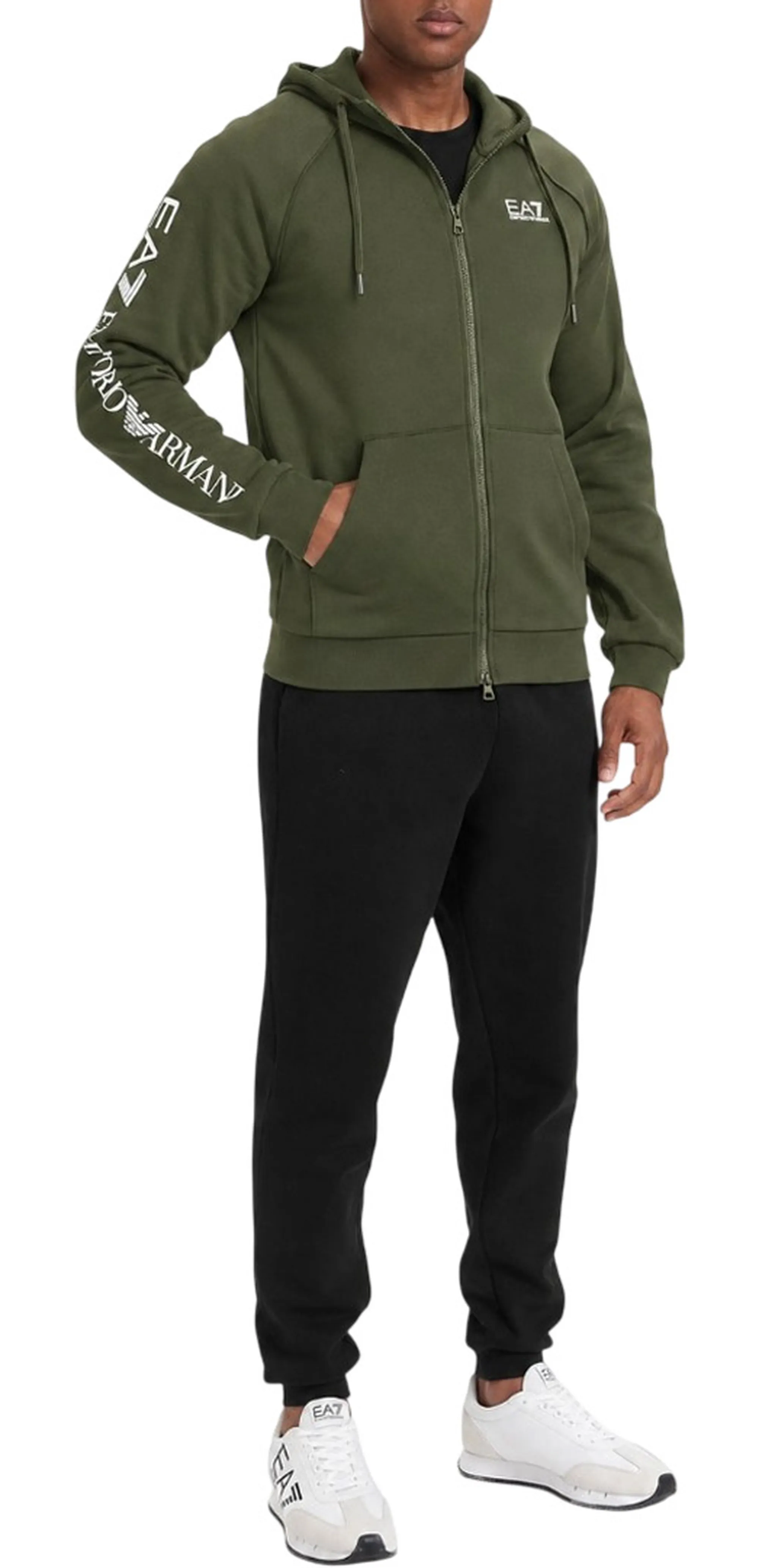Ea7 Felpa Full Zip Verde Militare 7M001047Af10377 191188