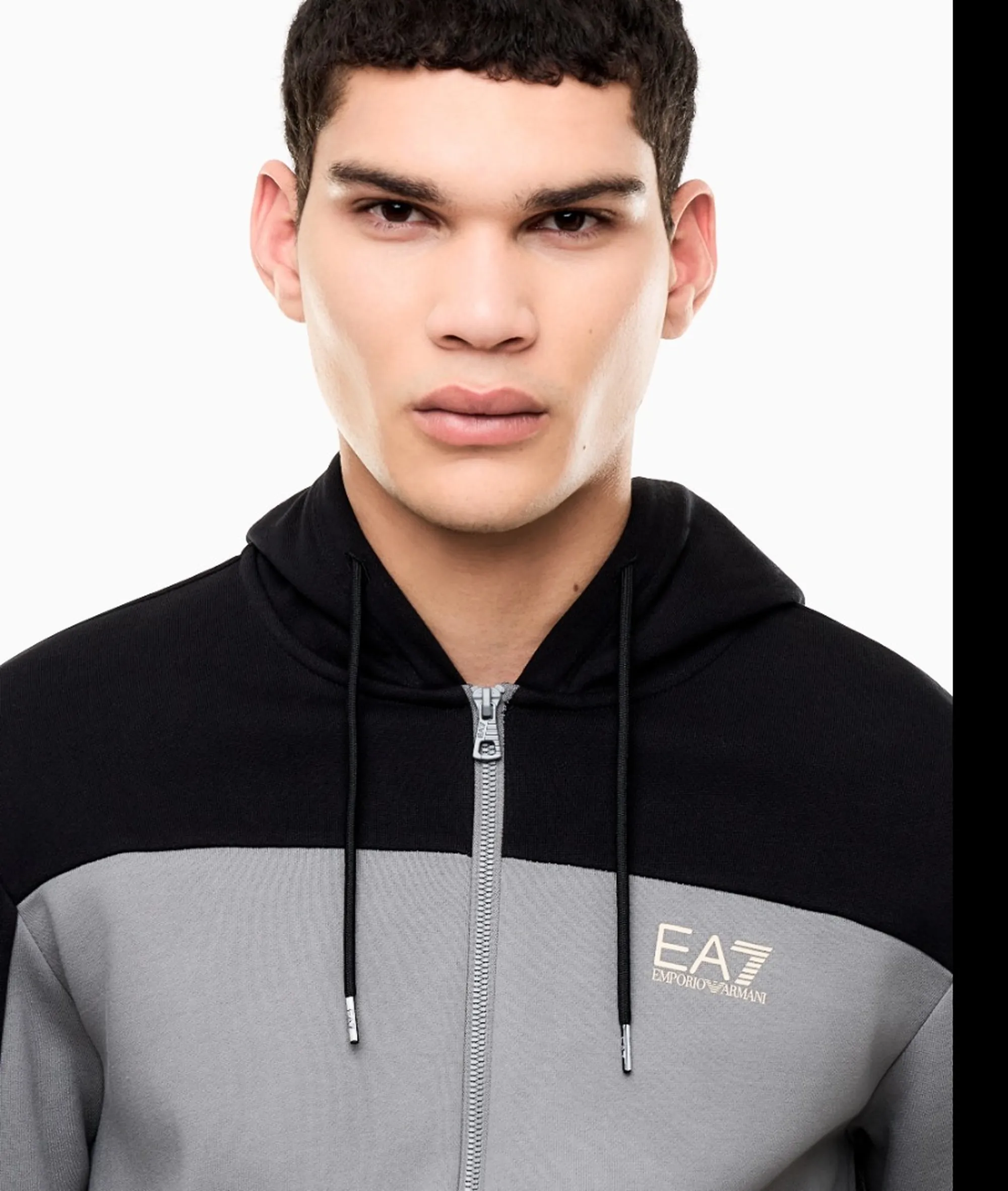 Ea7 Felpa Full Zip Bicolore Grigio 7M002402Af10377 191149