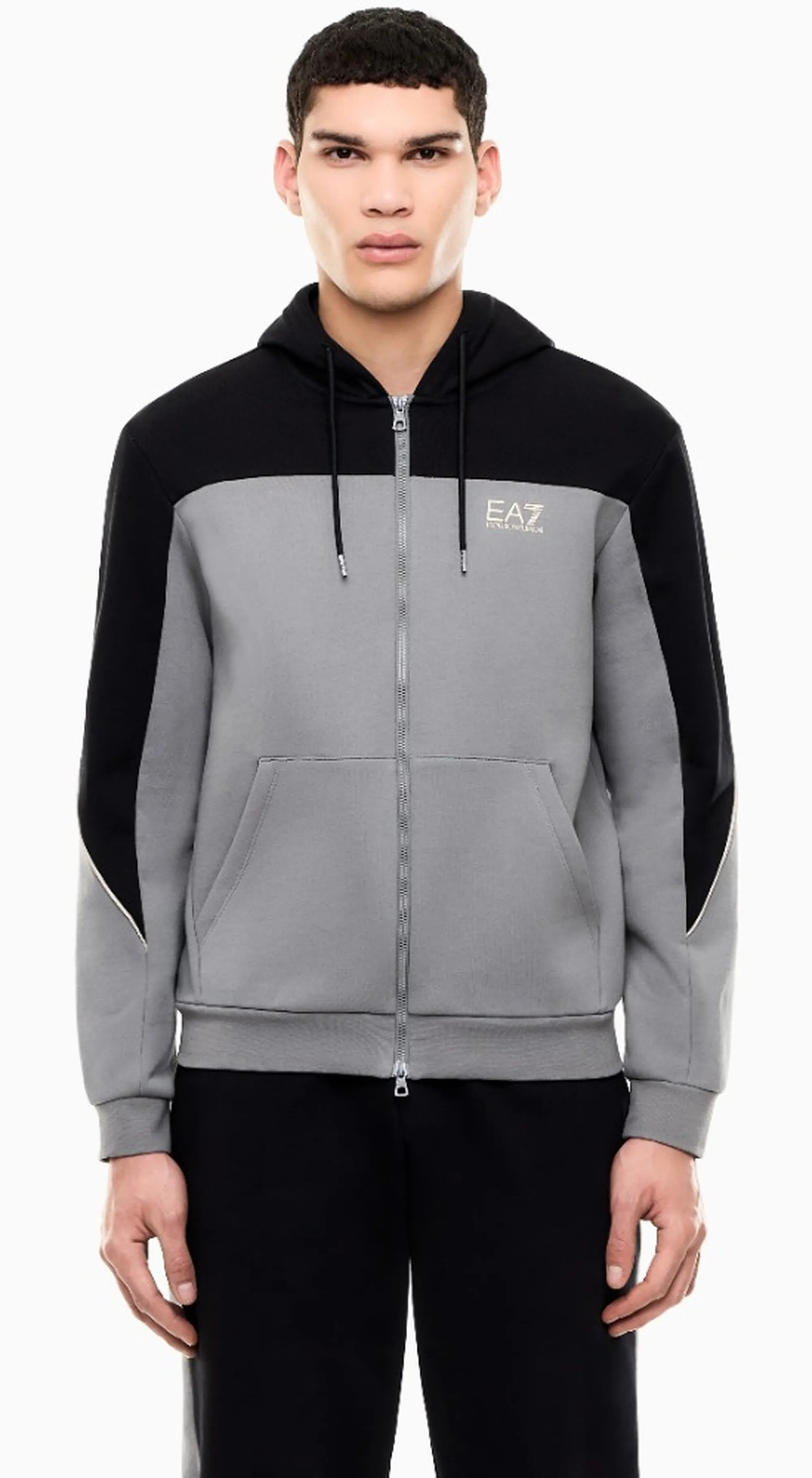 Ea7 Felpa Full Zip Bicolore Grigio 7M002402Af10377 191151