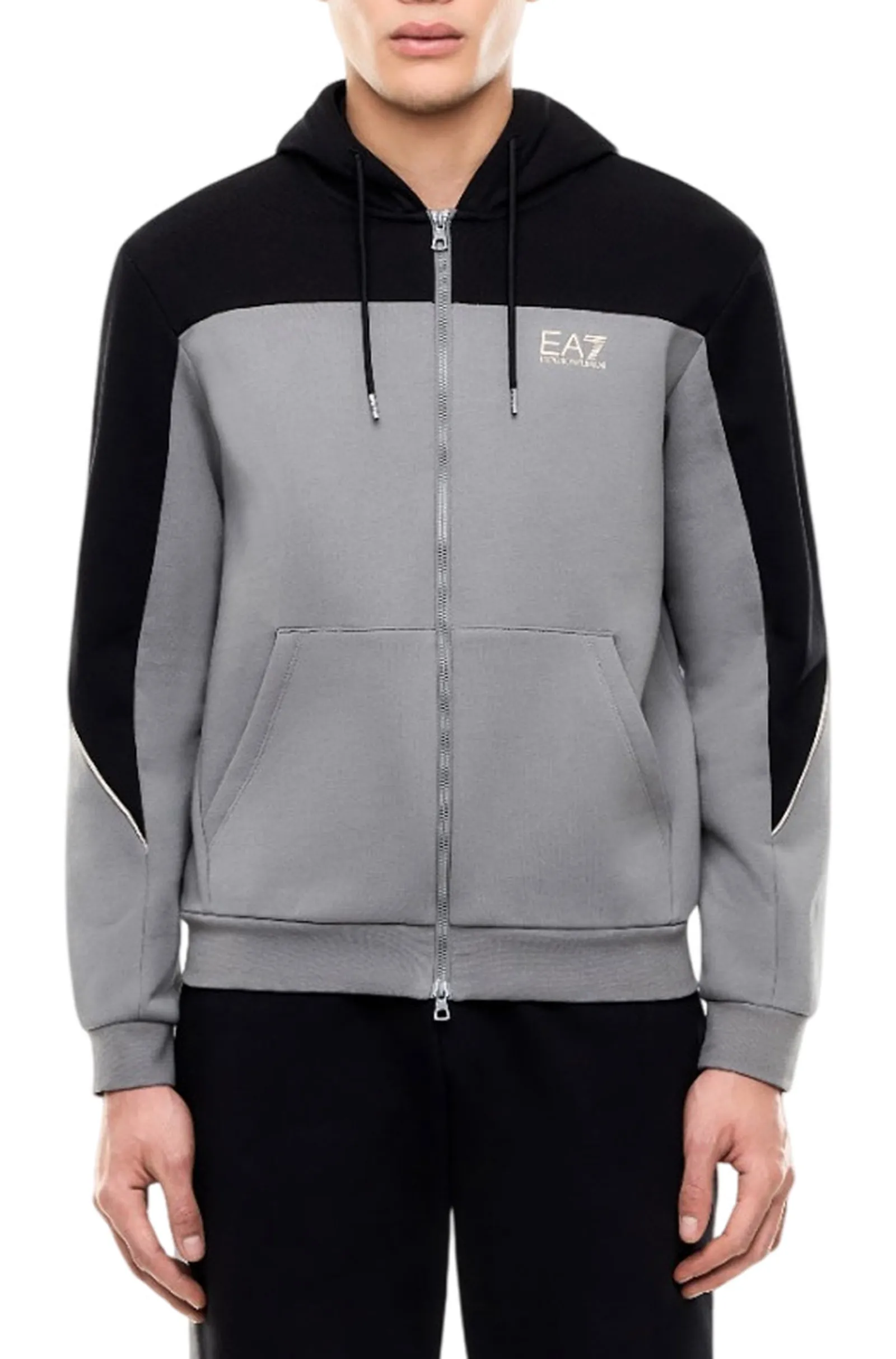Ea7 Felpa Full Zip Bicolore Grigio 7M002402Af10377 191446