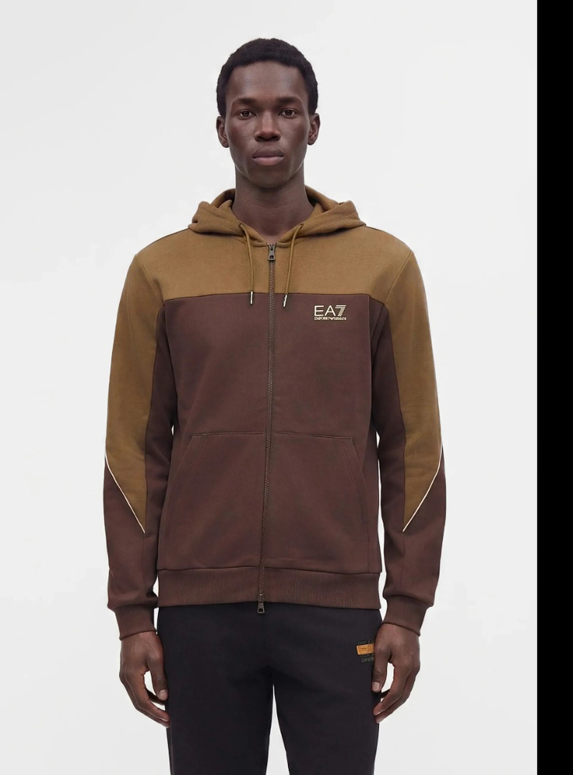 Ea7 Felpa Full Zip Bicolore Marrone 7M002402Af10377 191159