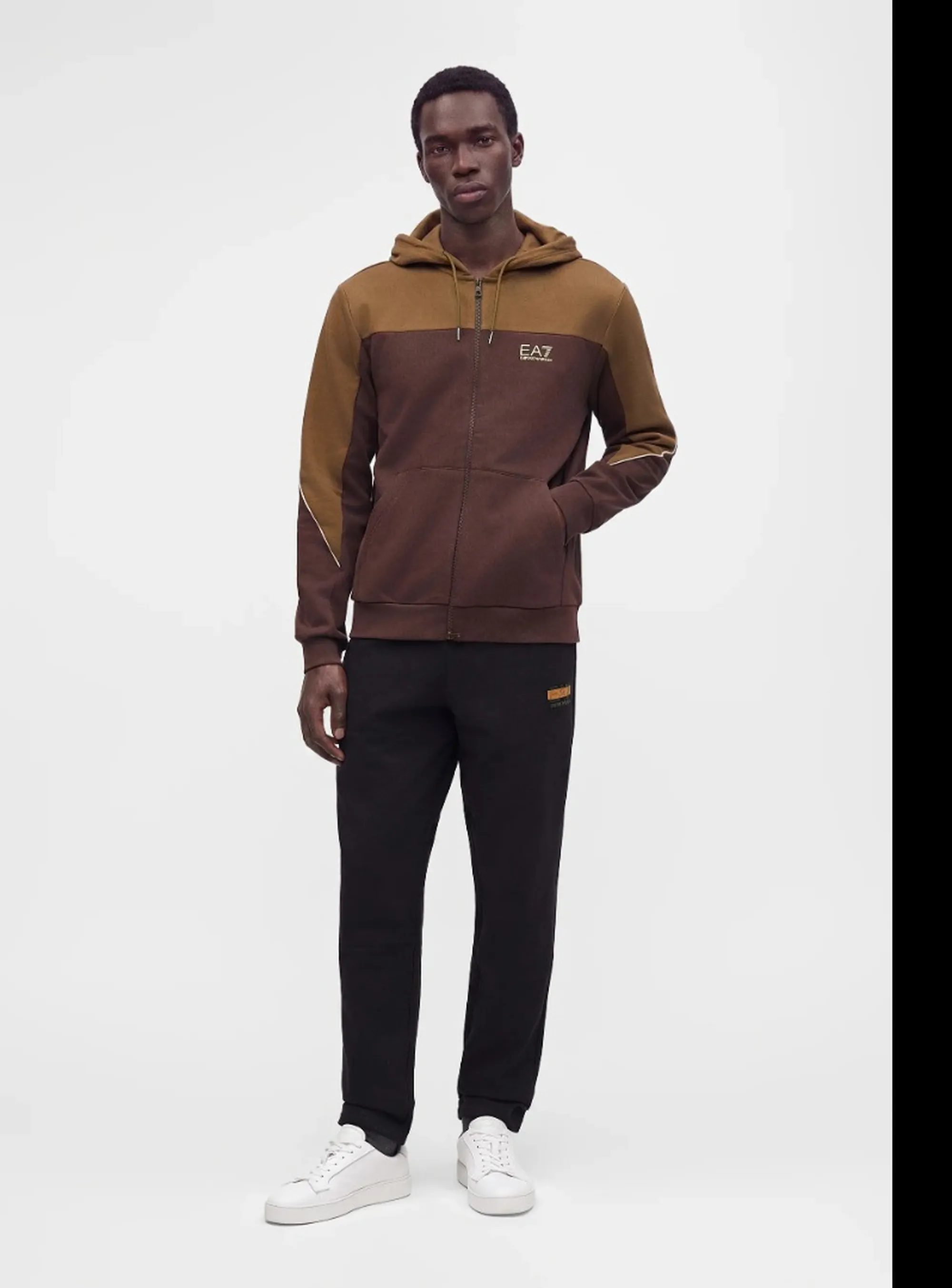 Ea7 Felpa Full Zip Bicolore Marrone 7M002402Af10377 191160