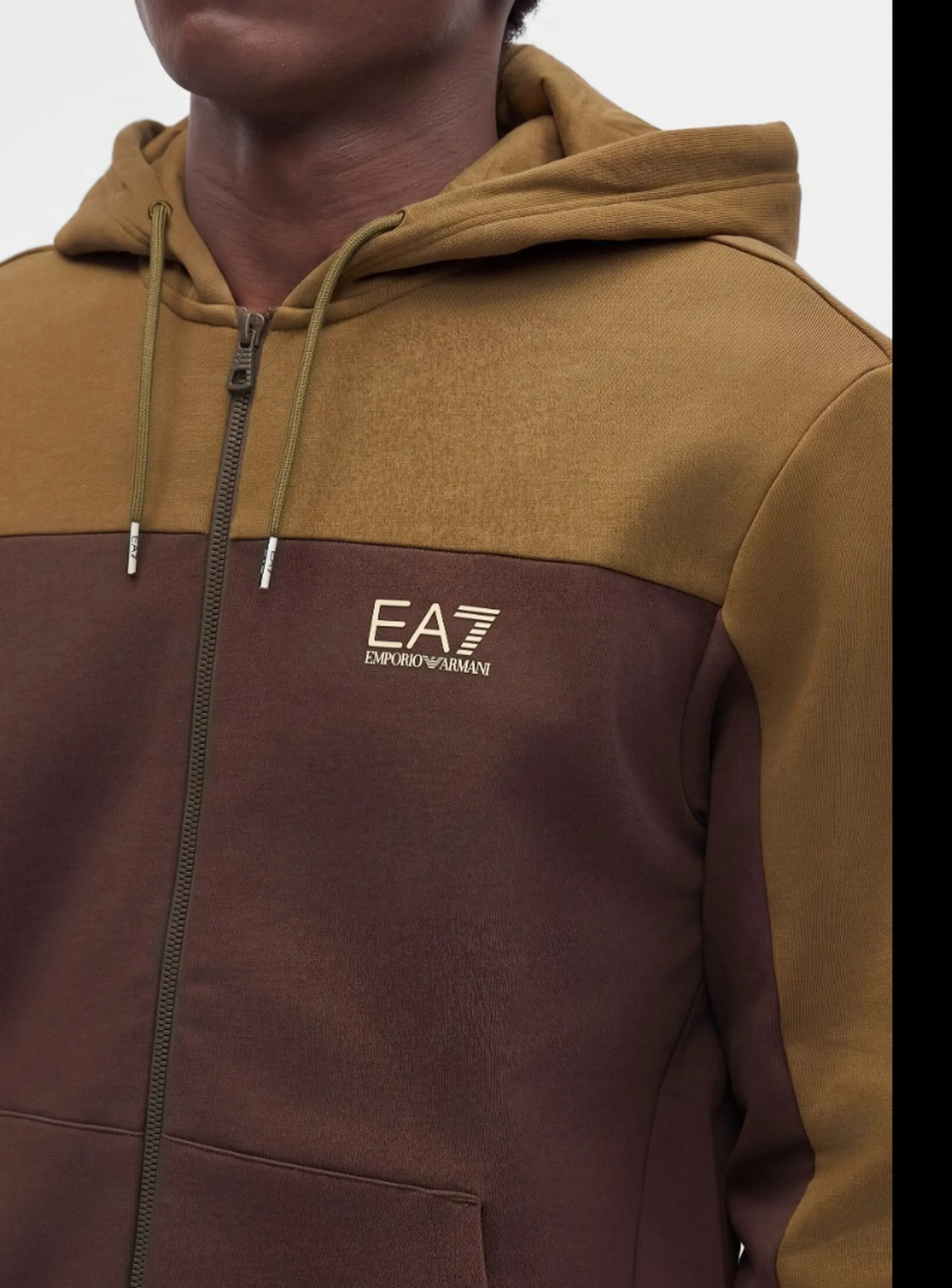 Ea7 Felpa Full Zip Bicolore Marrone 7M002402Af10377 191162