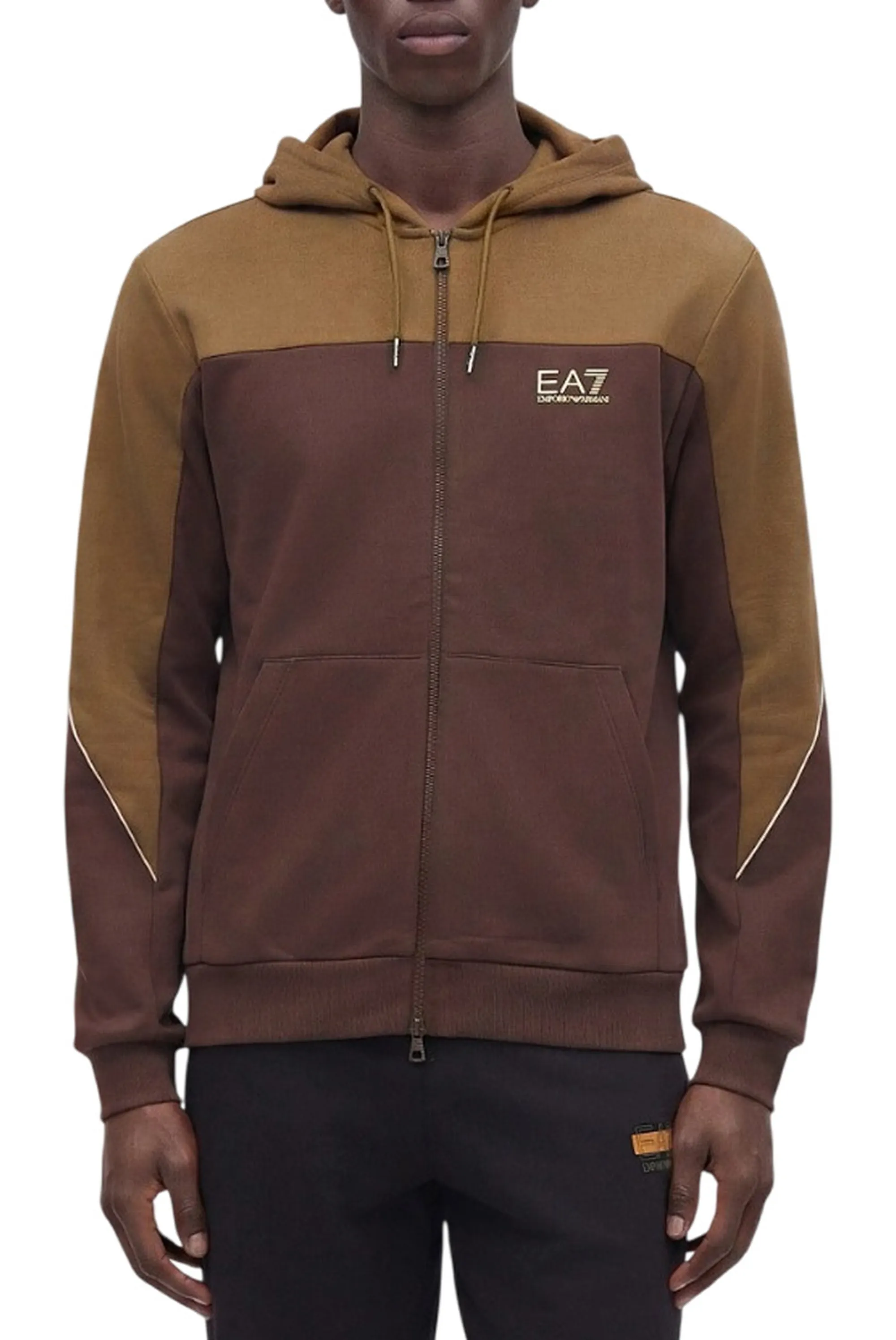 Ea7 B'Two Tone Full Zip Hoodie' Brown 7M002402Af10377 191431