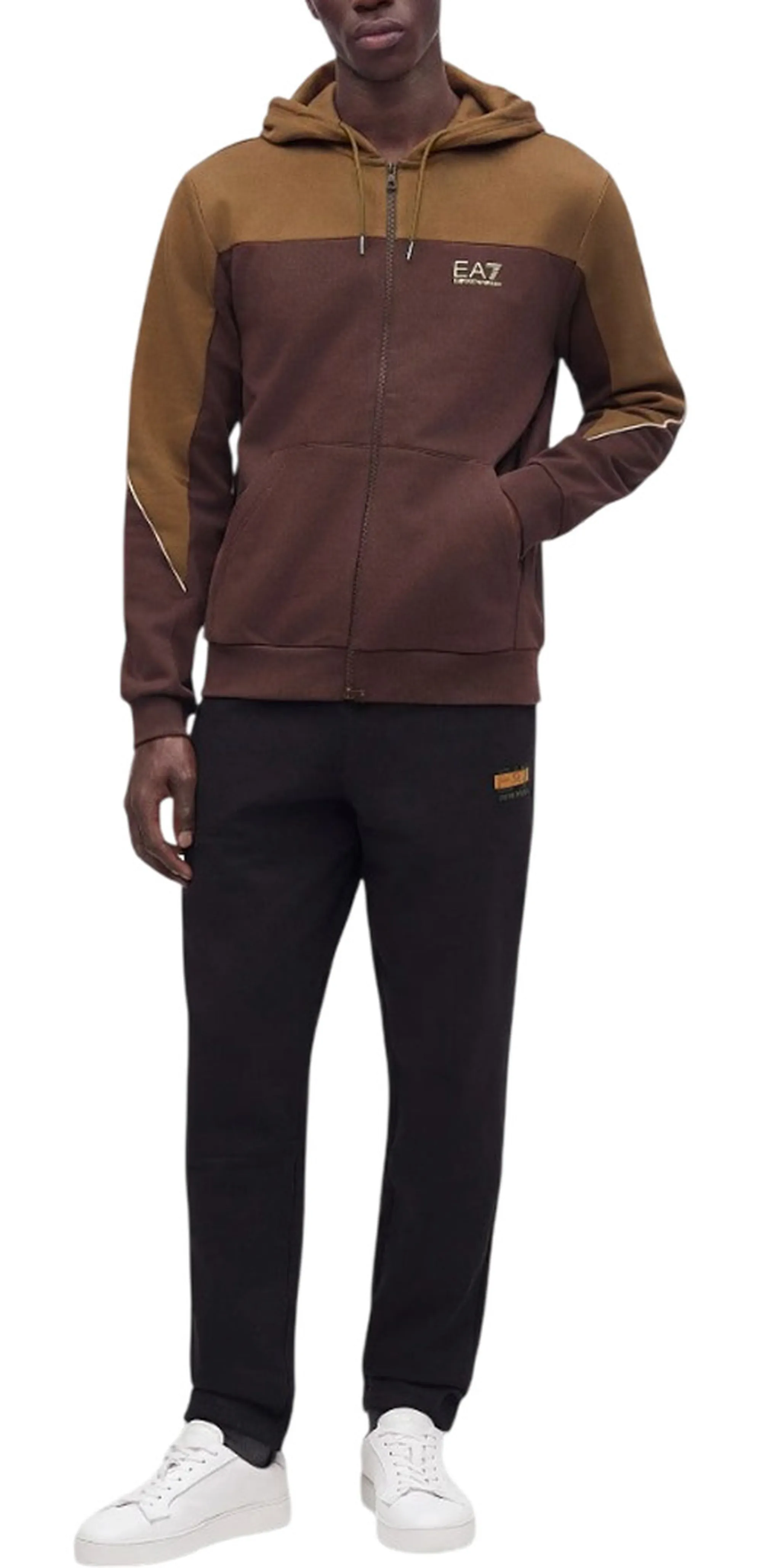 Ea7 B'Two Tone Full Zip Hoodie' Brown 7M002402Af10377 191444