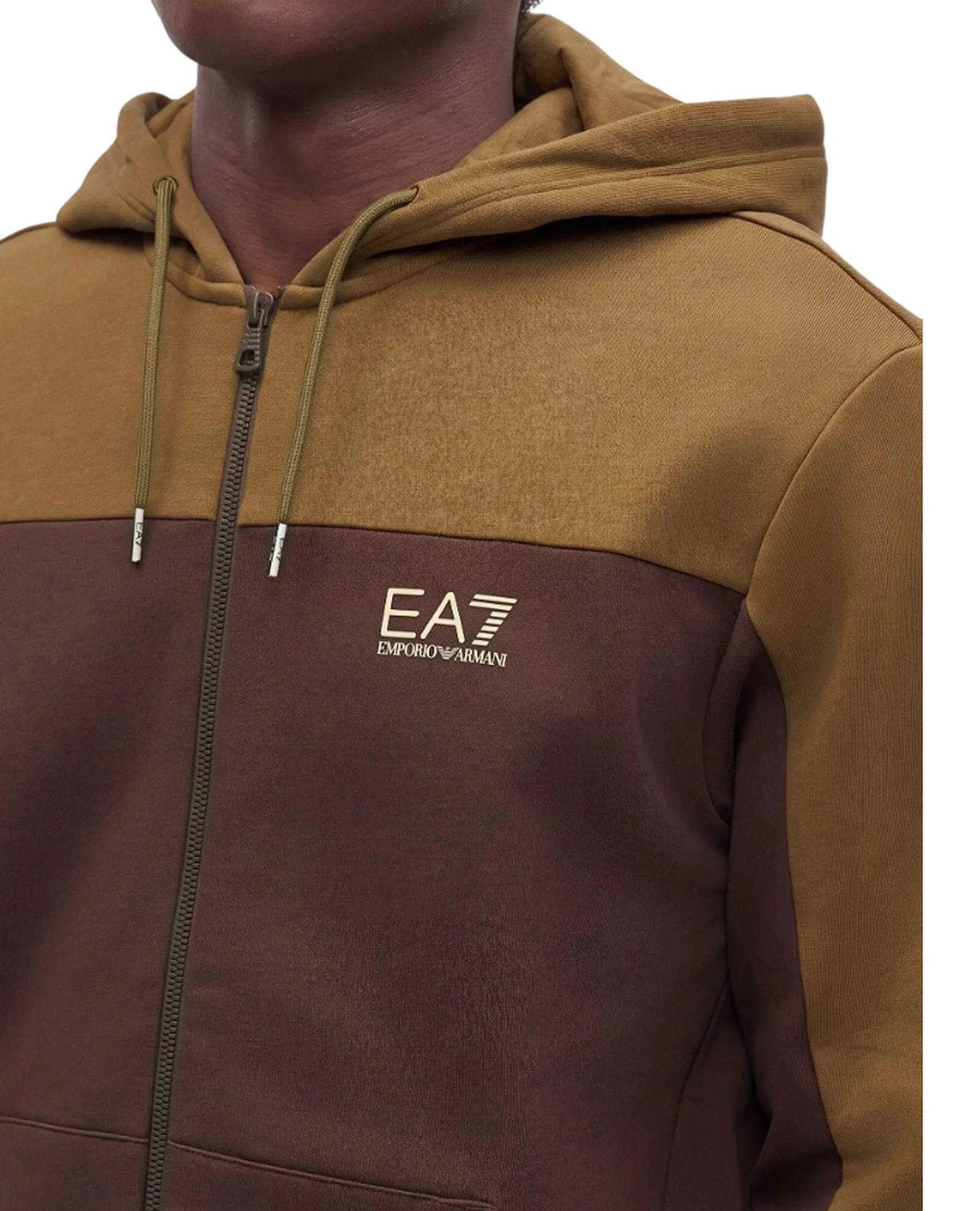Ea7 B'Two Tone Full Zip Hoodie' Brown 7M002402Af10377 191445