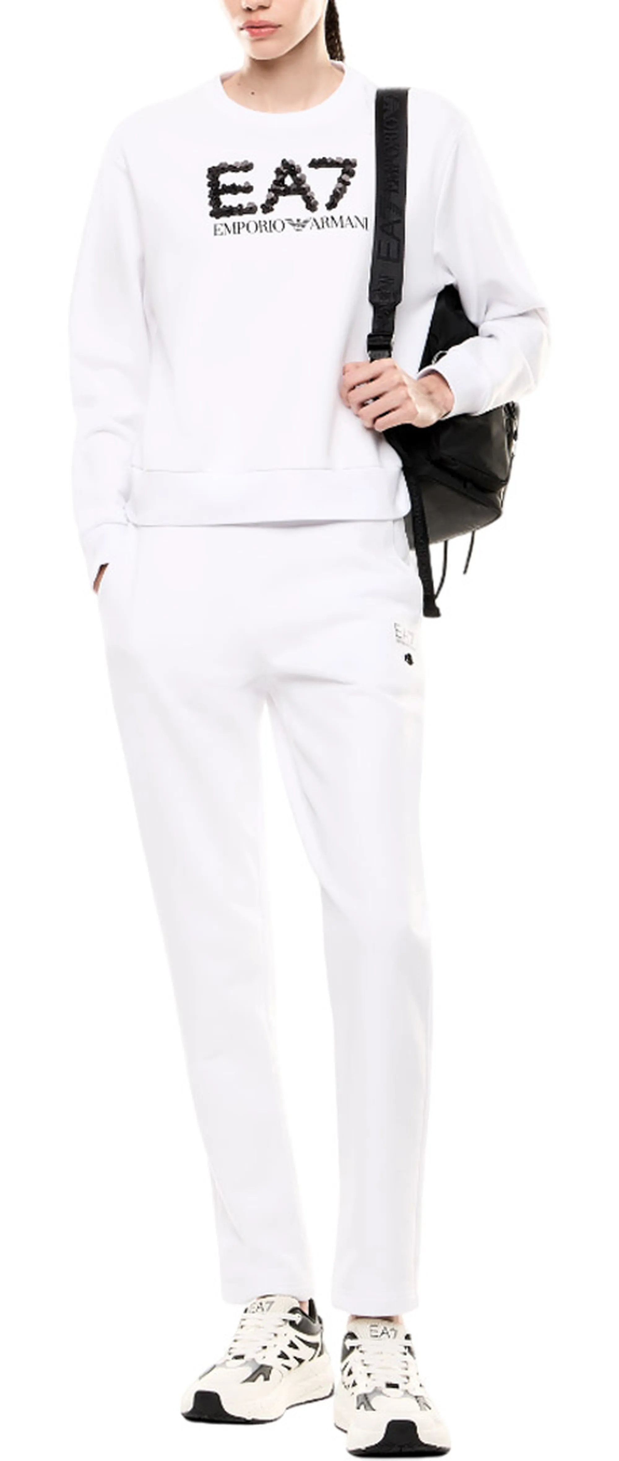 Ea7 Felpa Girocollo Con Paillettes Bianco 7W000542Af16442 164031