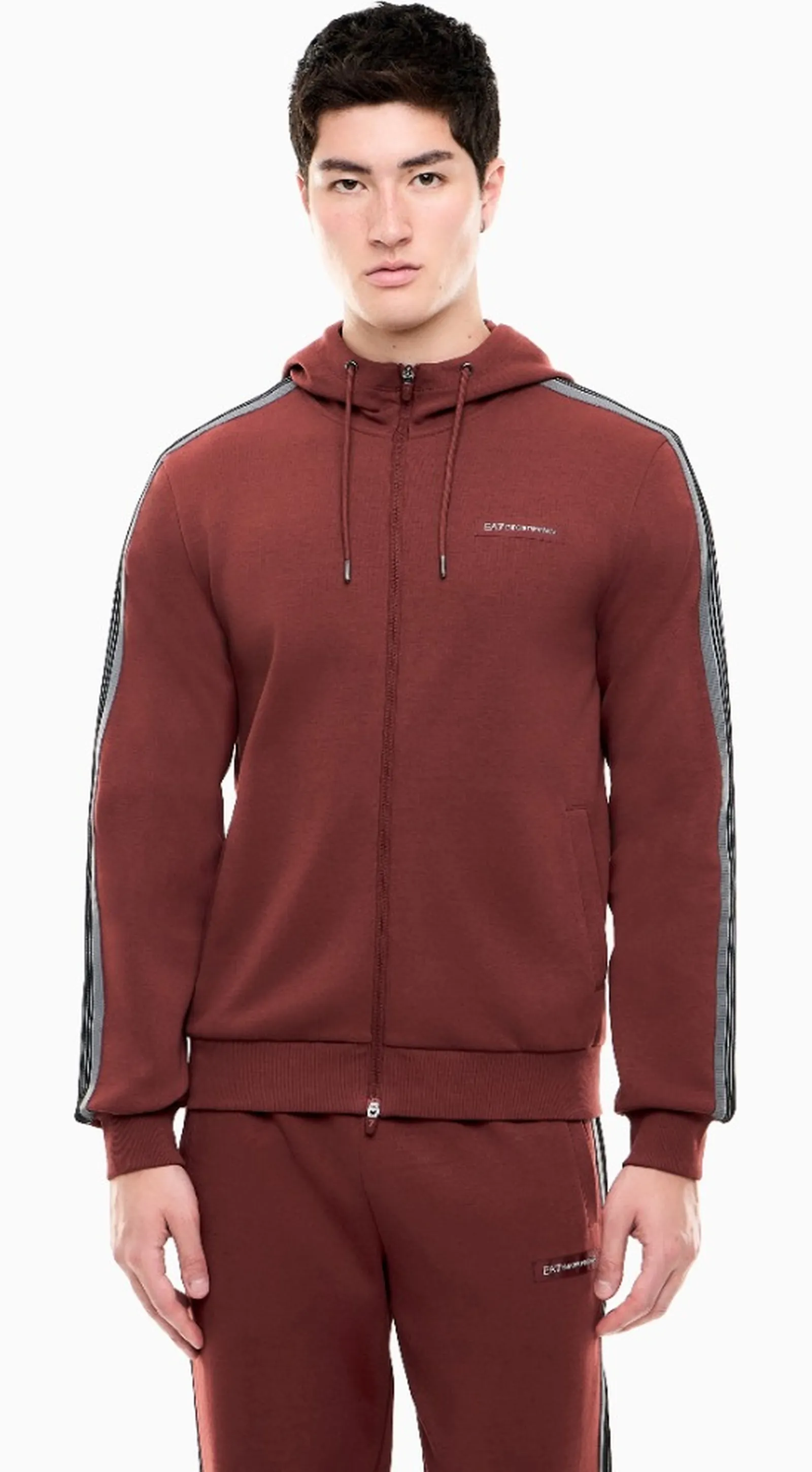 Ea7 Felpa Logo Serie In Misto Cotone Bordeaux 7M002219Af12660 191090