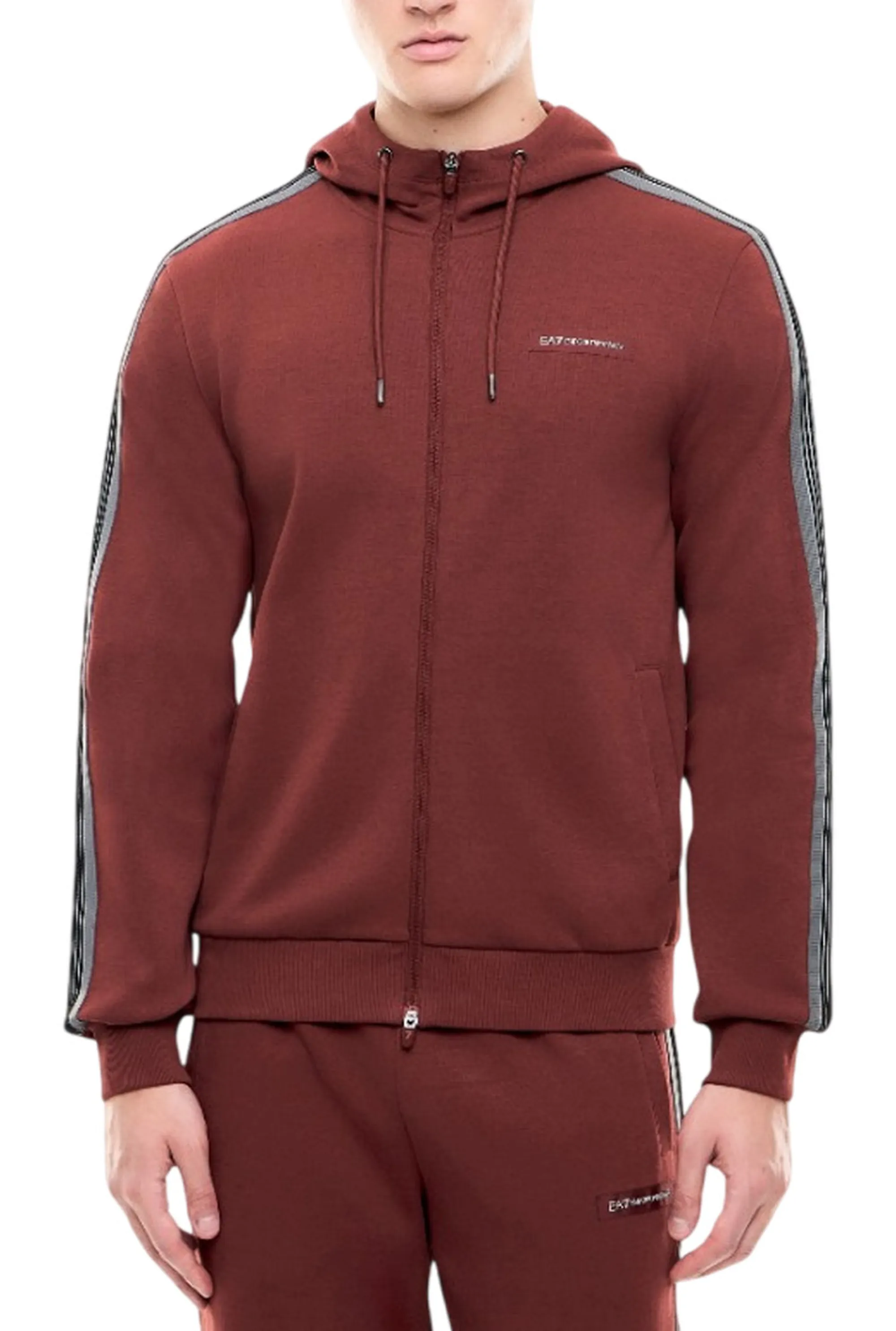 Ea7 Felpa Logo Serie In Misto Cotone Bordeaux 7M002219Af12660 191206