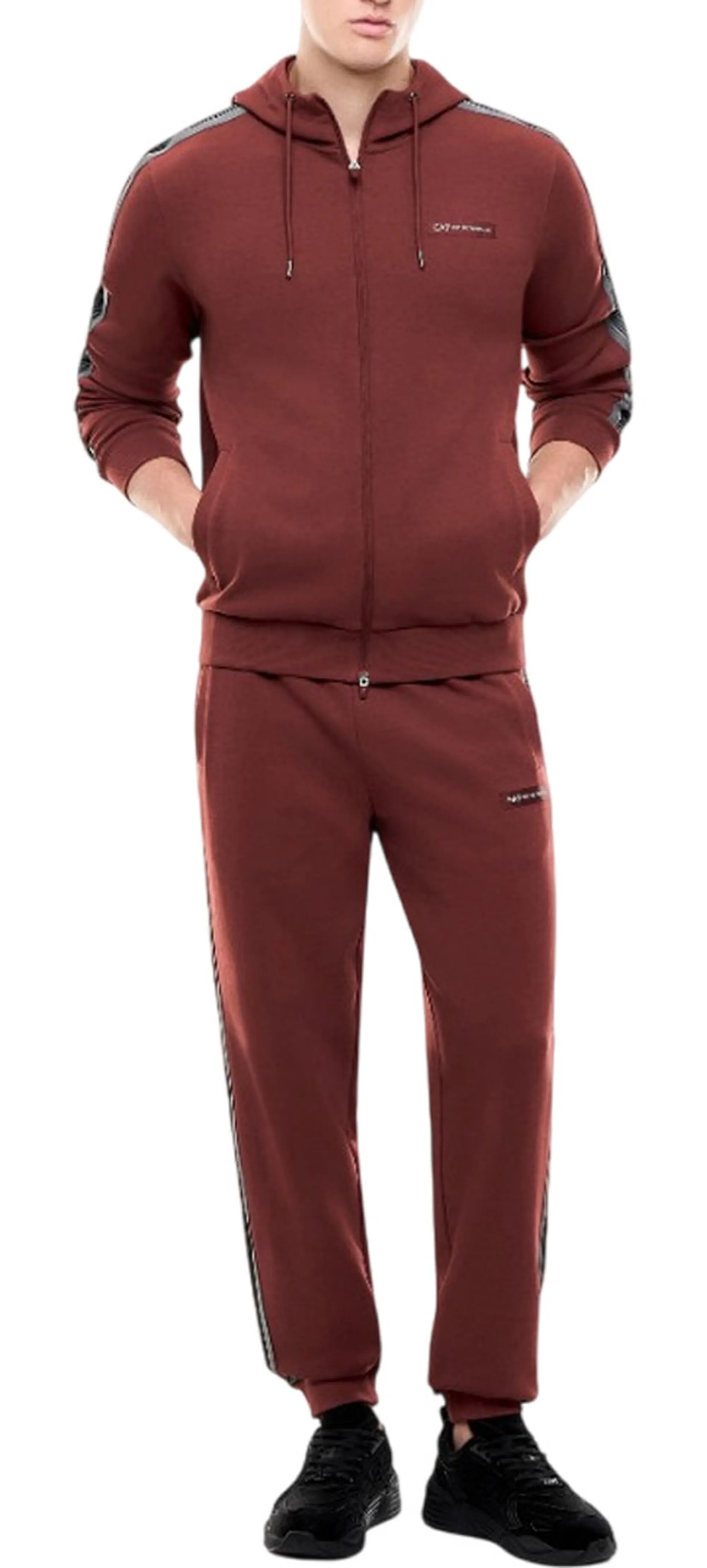 Ea7 Felpa Logo Serie In Misto Cotone Bordeaux 7M002219Af12660 191208