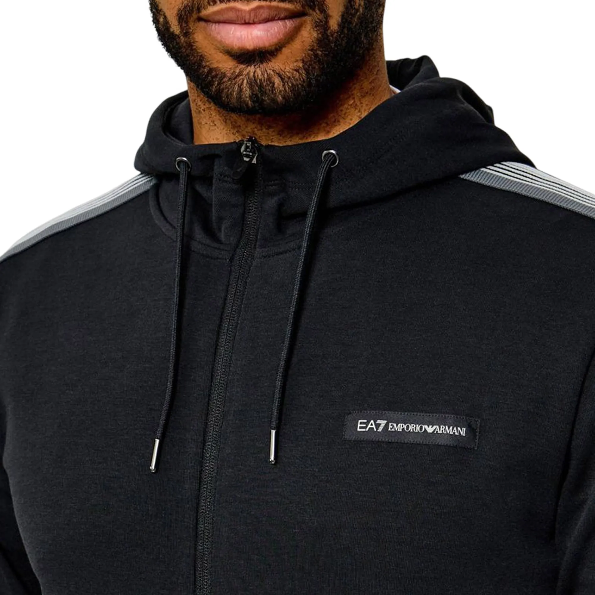 Ea7 Felpa Logo Serie In Misto Cotone Nero 7M002219Af12660 191219