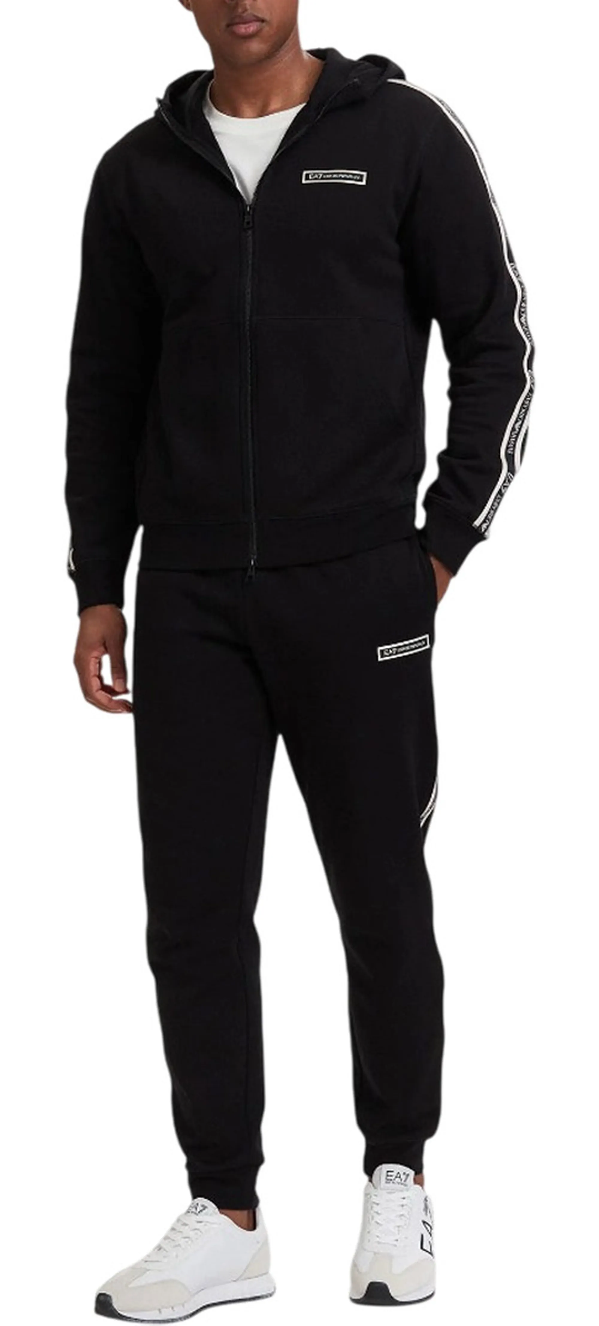 Ea7 Felpa Logo Series In Cotone Nero 7M002197Af10377 191180