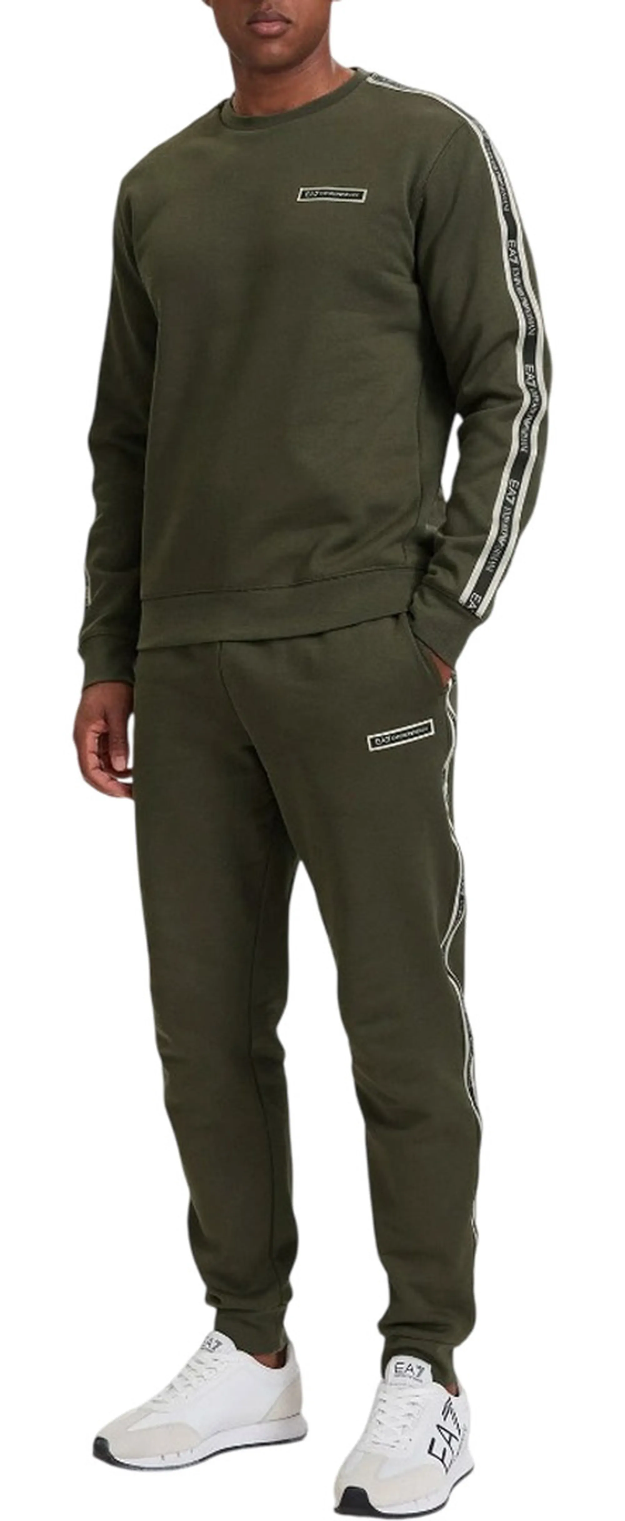 Ea7 Felpa Logo Series In Jersey Verde Militare 7M002195Af10377 191156