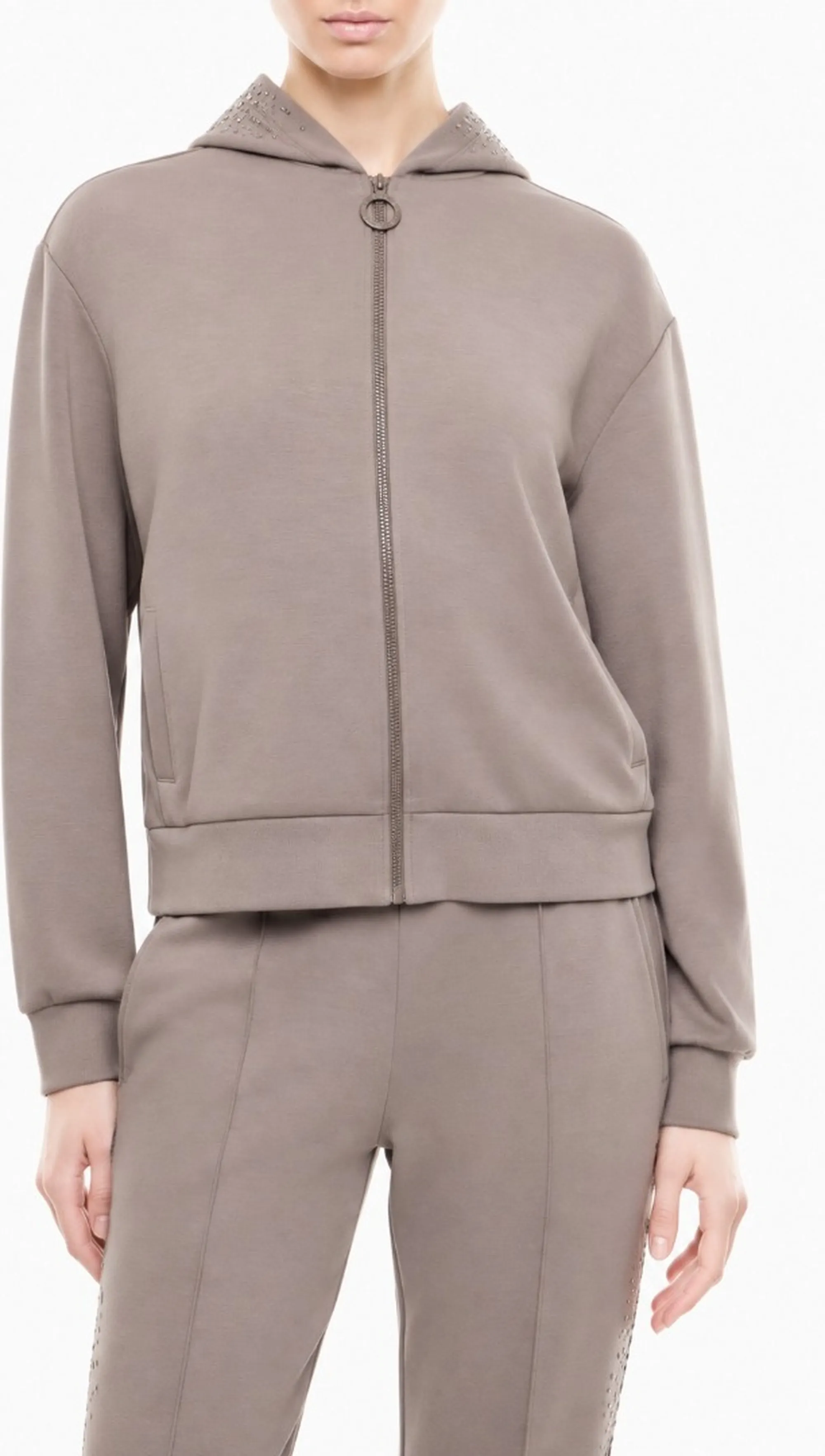 Ea7 Felpa Precious Full Zip In Modal Beige 7W001425Af24375 190879