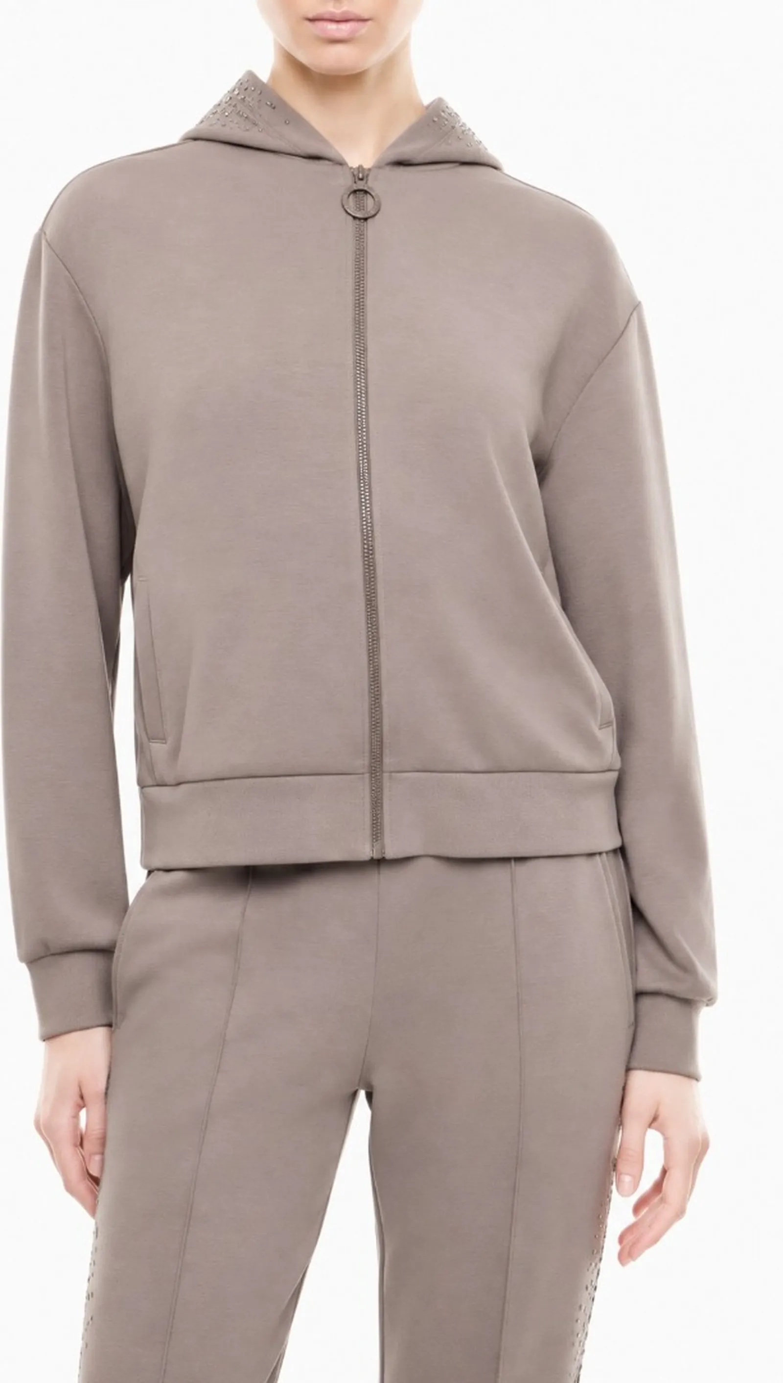 Ea7 Felpa Precious Full Zip In Modal Beige 7W001425Af24375 190879