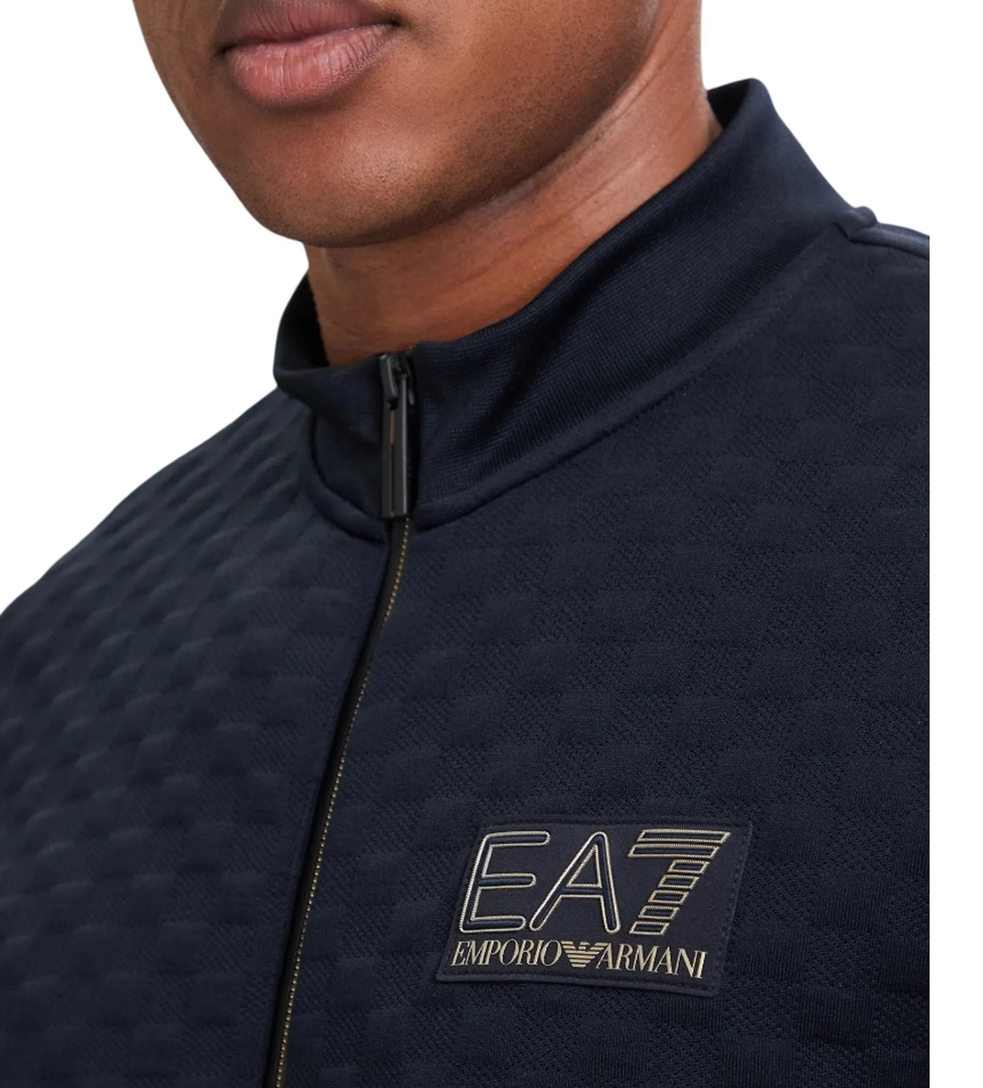 Ea7 Felpa Premium Label Con Dettagli In Maglia Blu 7M002246Af26241 191227