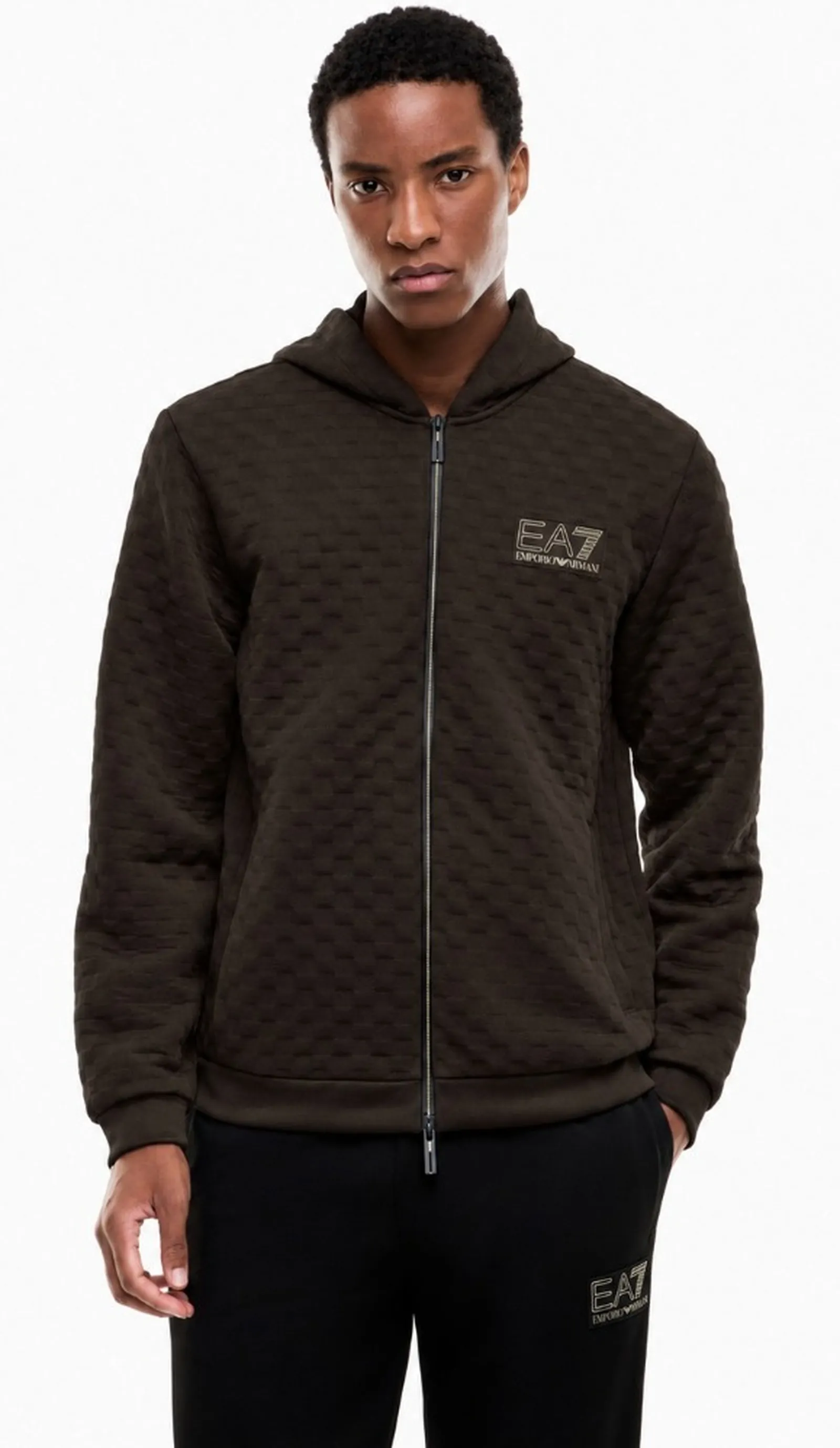 Ea7 Felpa Premium Label Con Dettagli In Maglia Marrone 7M002247Af26241 191132