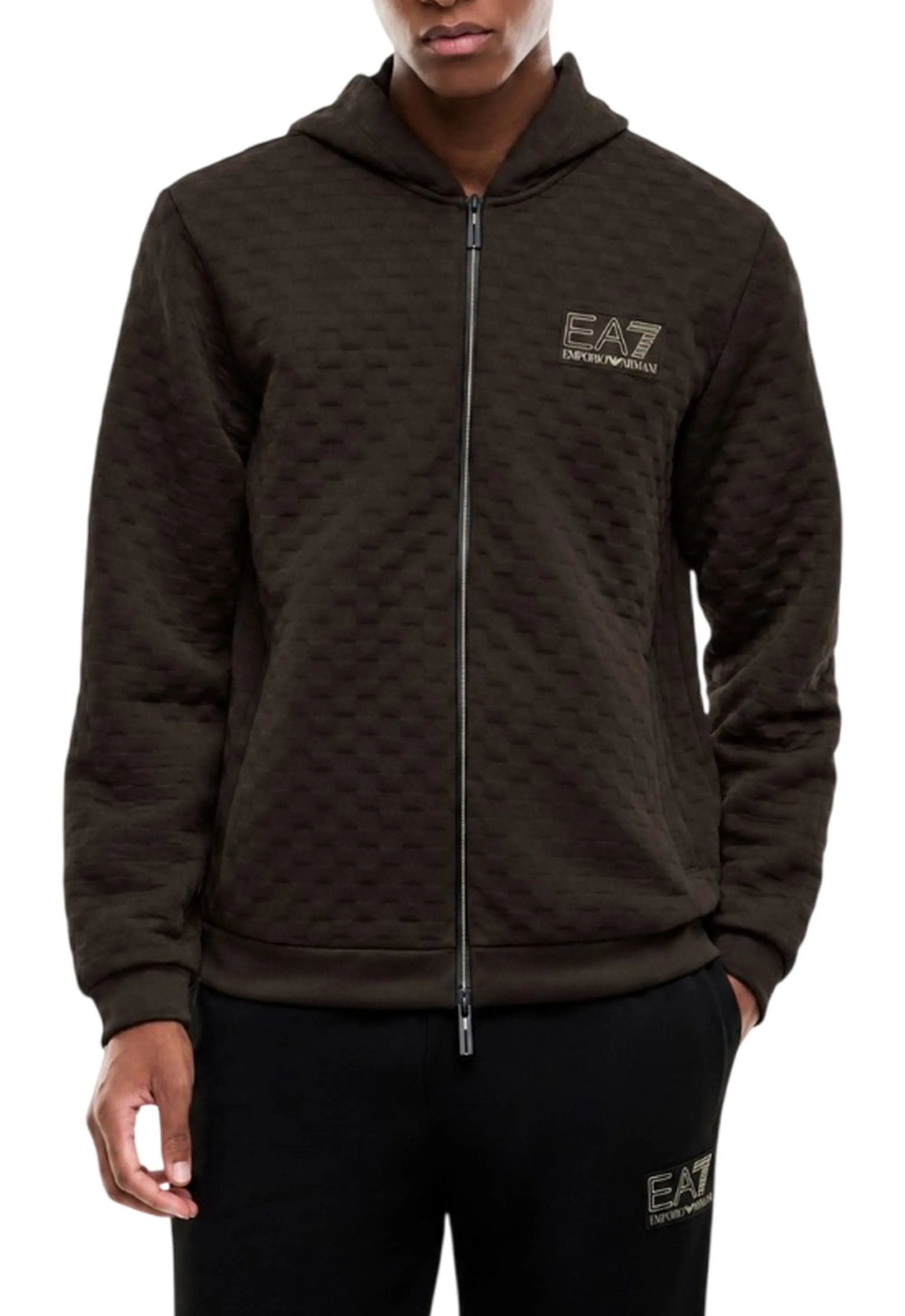 Ea7 Felpa Premium Label Con Dettagli In Maglia Marrone 7M002247Af26241 191236