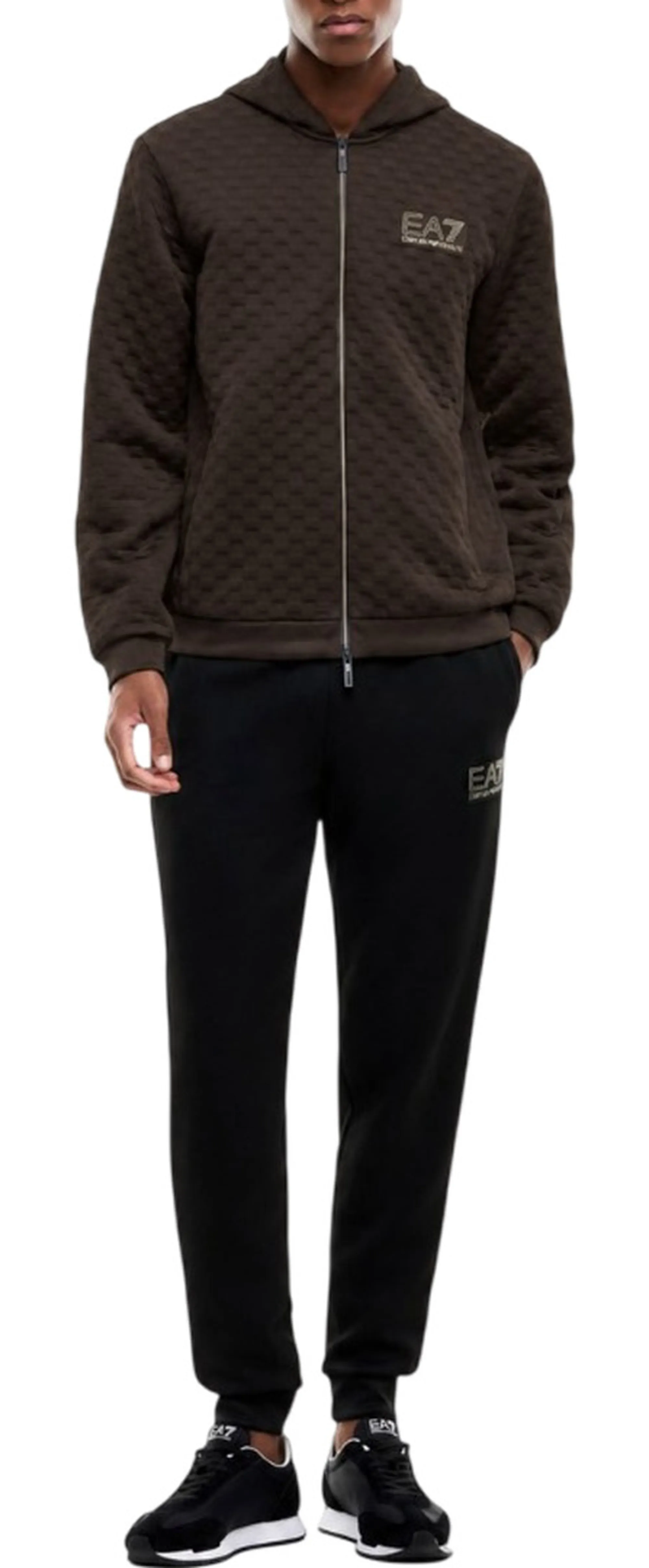Ea7 Felpa Premium Label Con Dettagli In Maglia Marrone 7M002247Af26241 191238