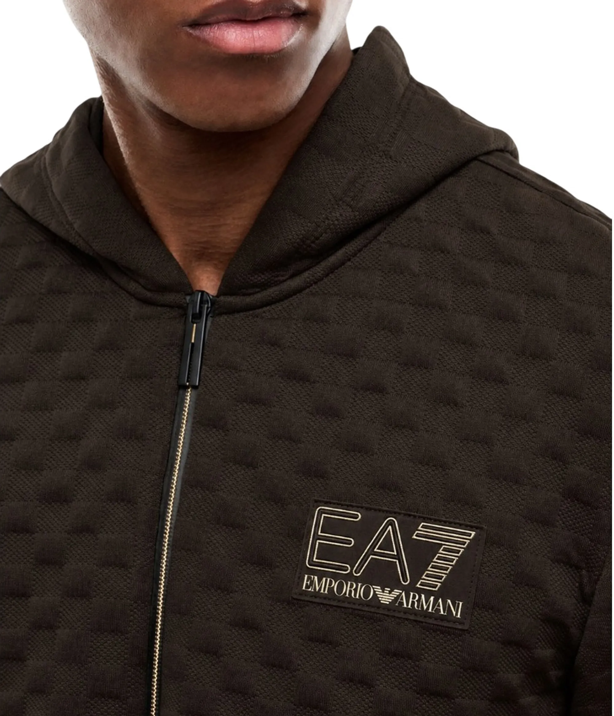 Ea7 Felpa Premium Label Con Dettagli In Maglia Marrone 7M002247Af26241 191239