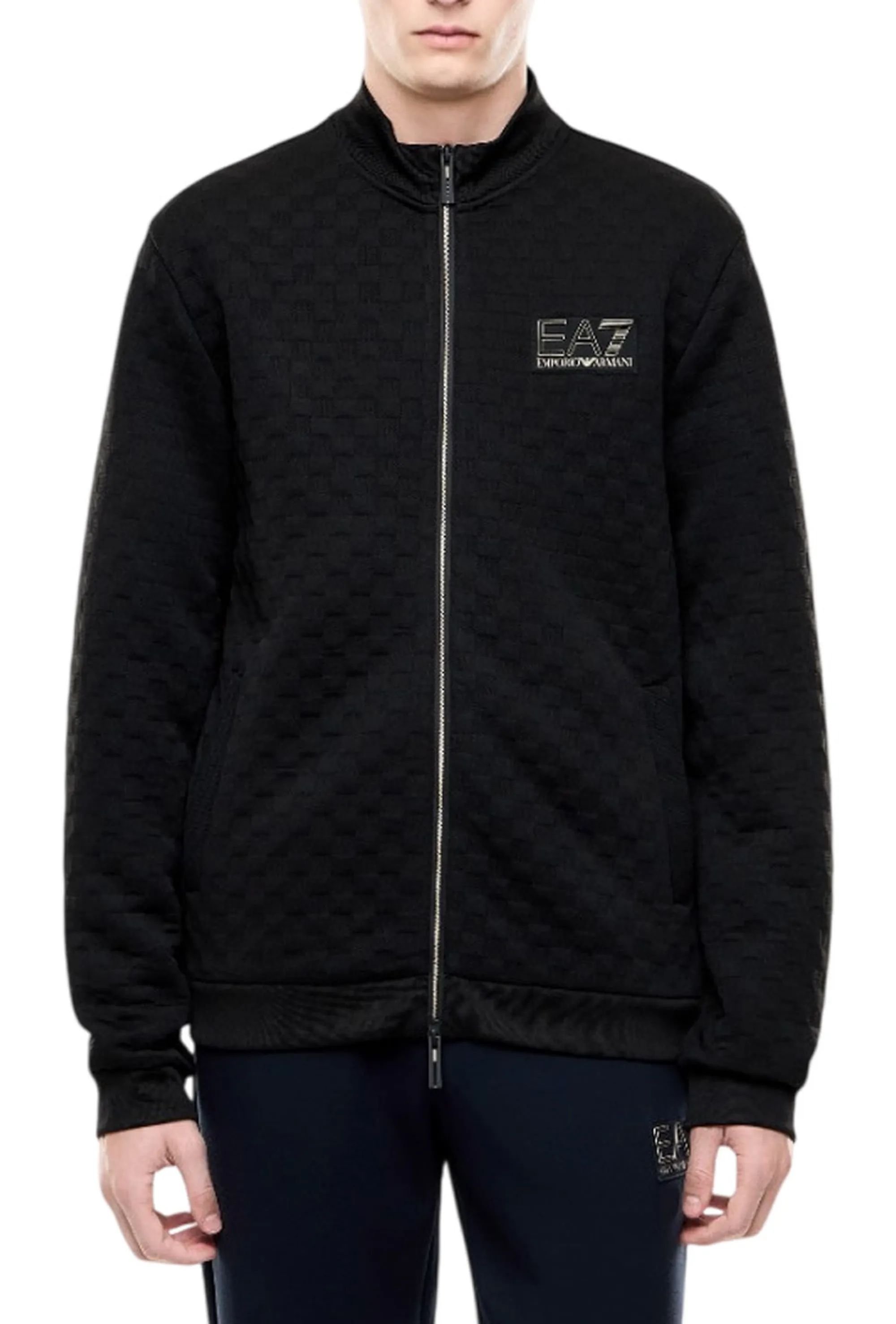 Ea7 Felpa Premium Label Con Dettagli In Maglia Nero 7M002246Af26241 191228
