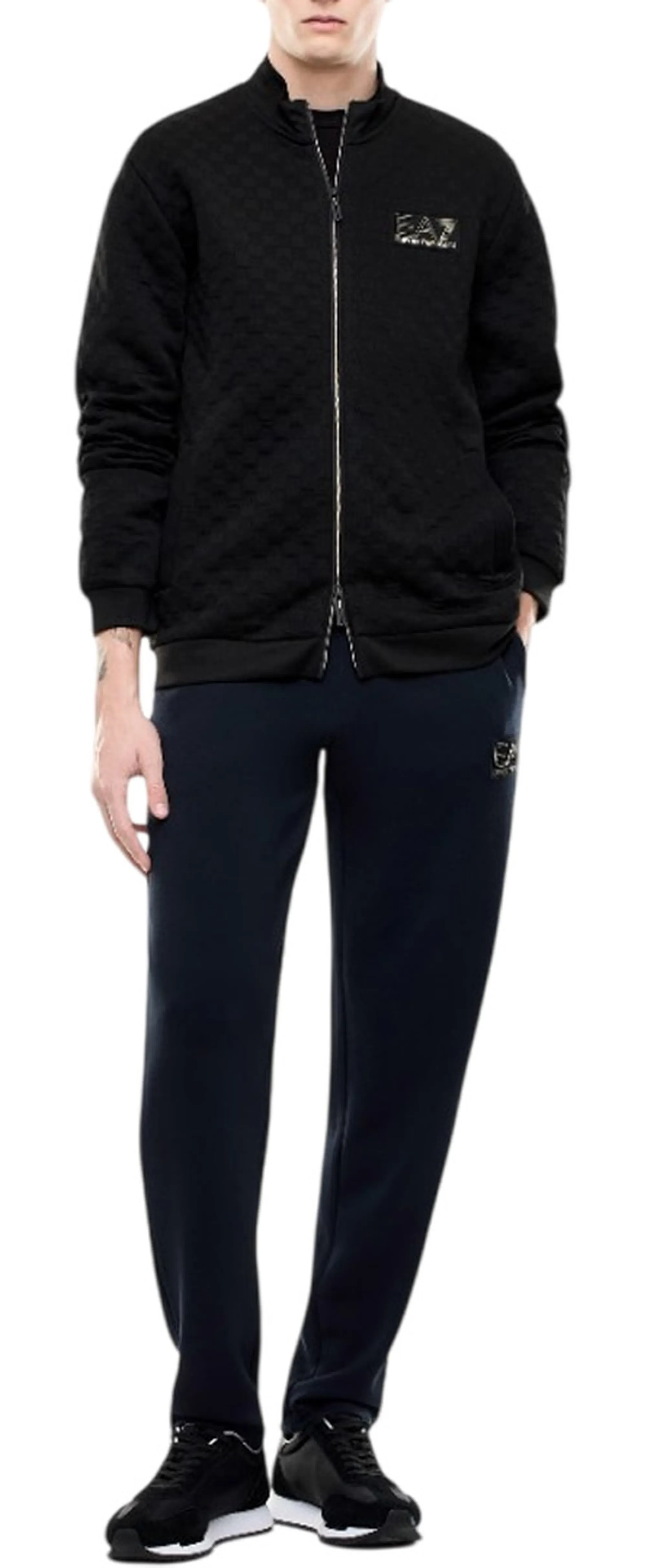 Ea7 Felpa Premium Label Con Dettagli In Maglia Nero 7M002246Af26241 191230