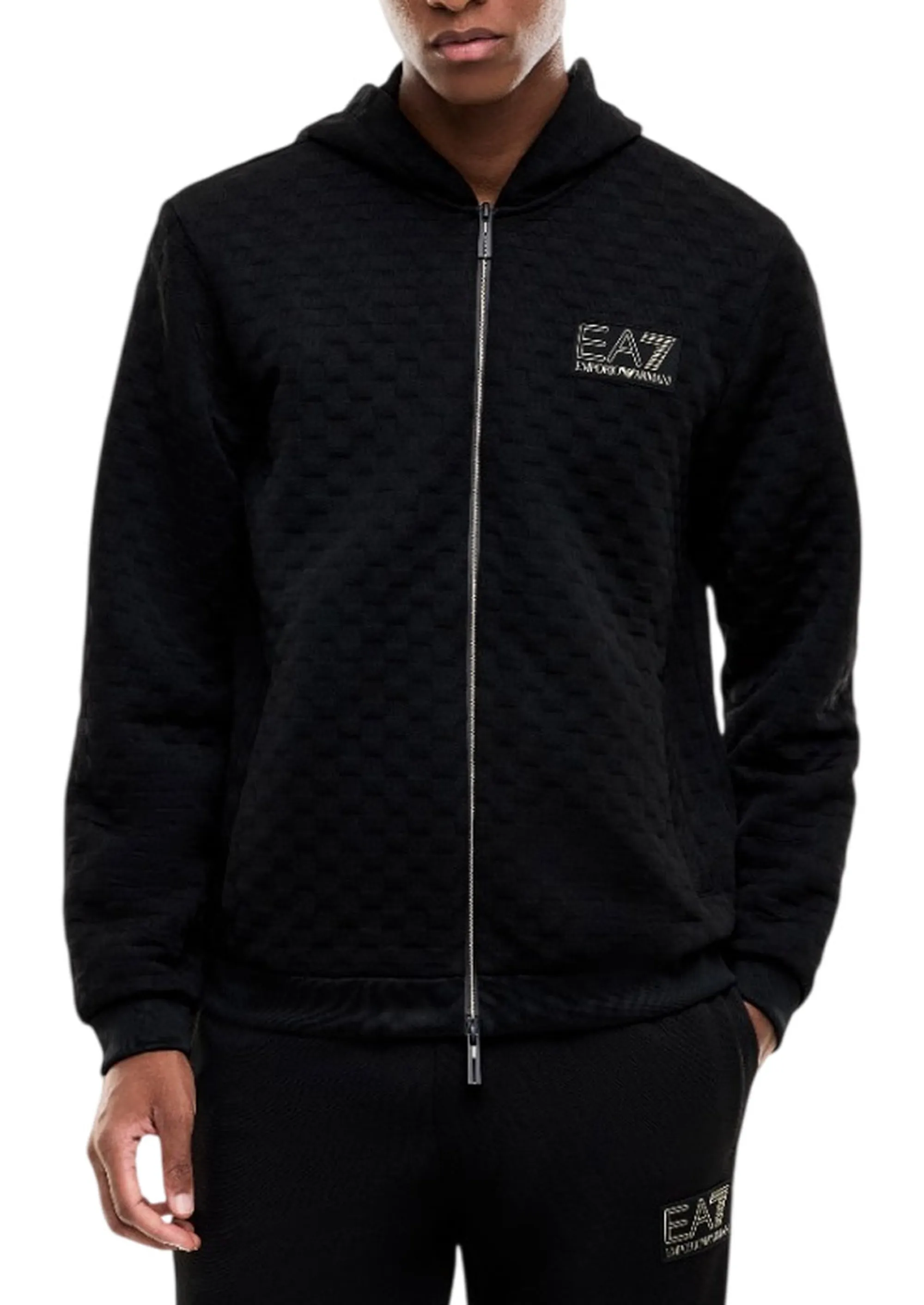 Ea7 Felpa Premium Label Con Dettagli In Maglia Nero 7M002247Af26241 191240