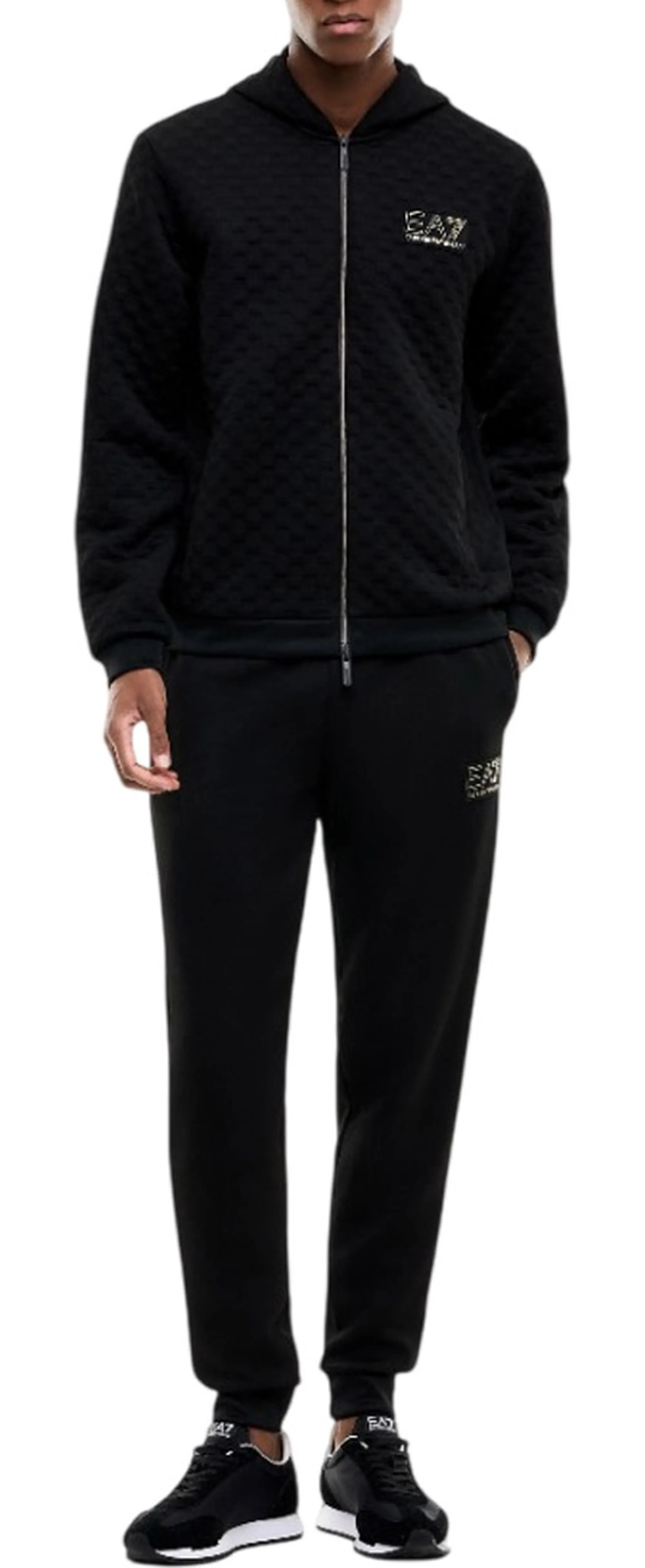 Ea7 Felpa Premium Label Con Dettagli In Maglia Nero 7M002247Af26241 191242