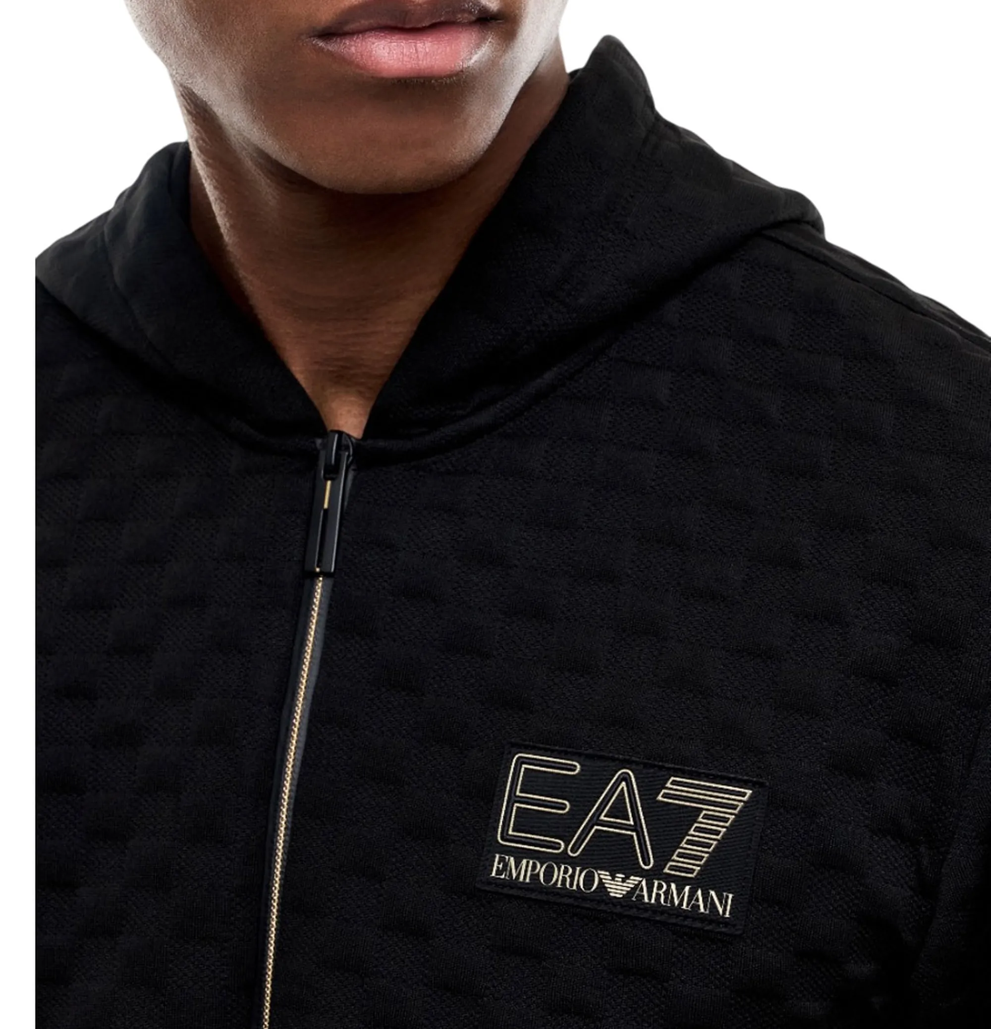 Ea7 Felpa Premium Label Con Dettagli In Maglia Nero 7M002247Af26241 191243