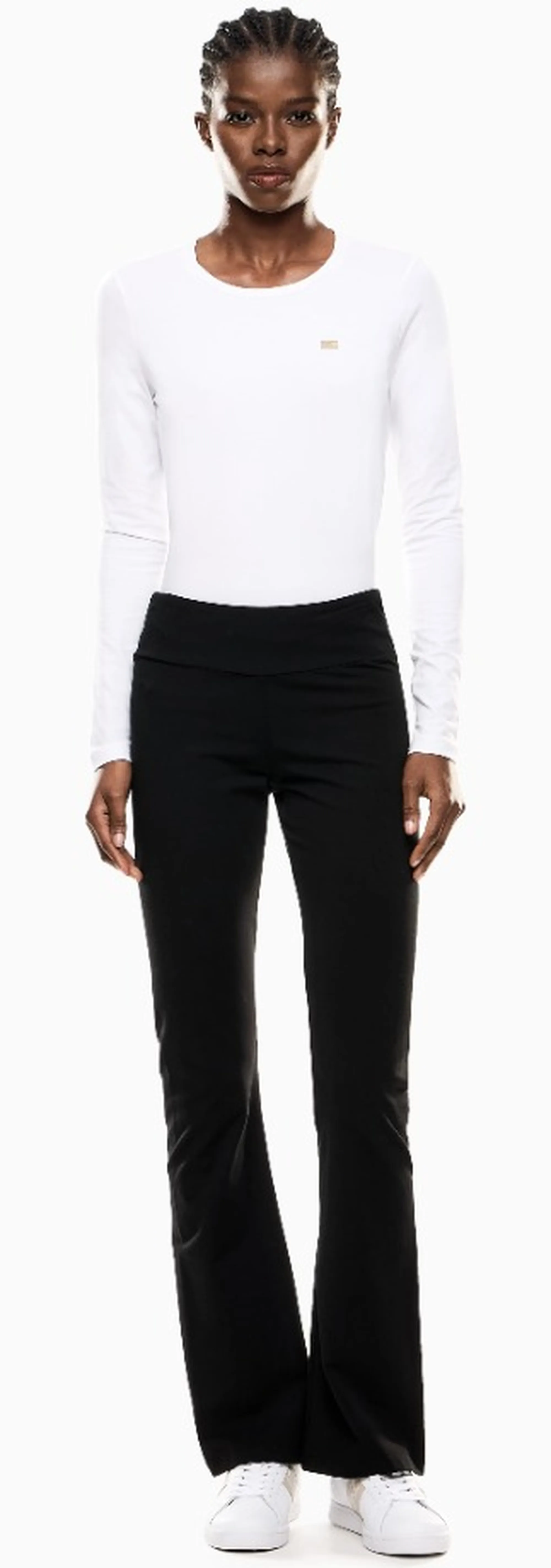 Ea7 Leggins Bootcut In Cotone A Vita Alta Nero 7W000460Af12484 190842