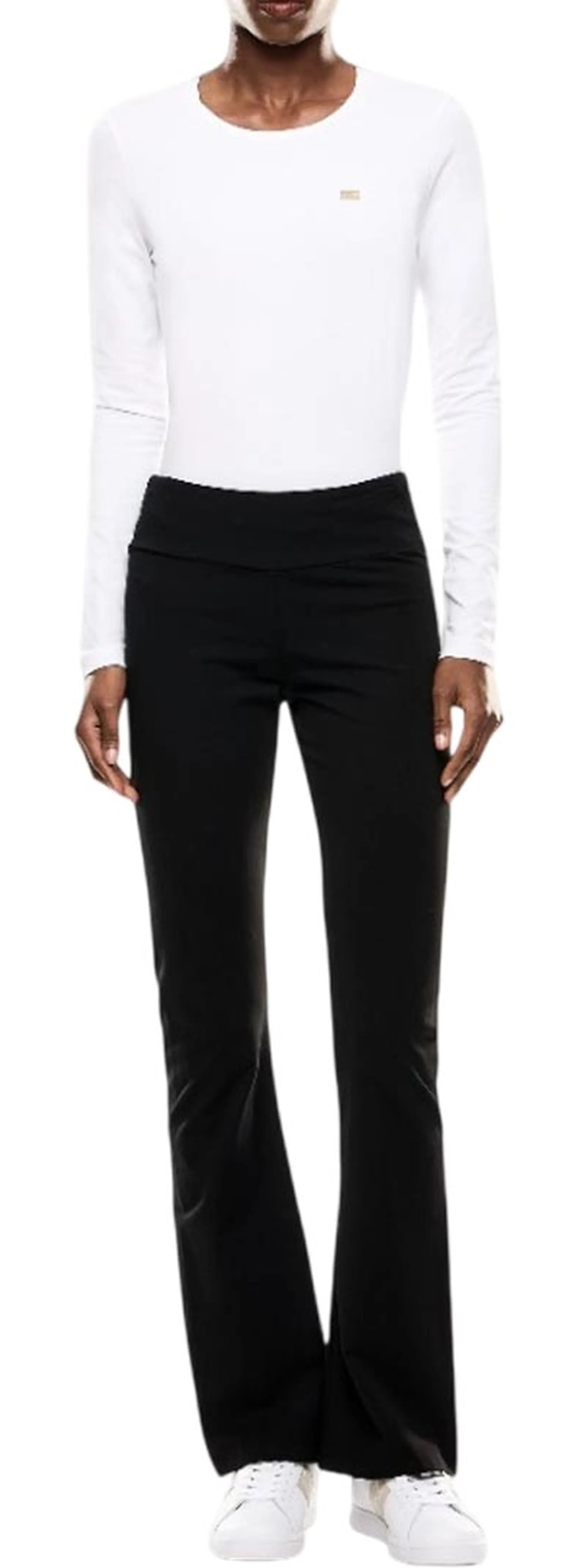 Ea7 Leggins Bootcut In Cotone A Vita Alta Nero 7W000460Af12484 195892