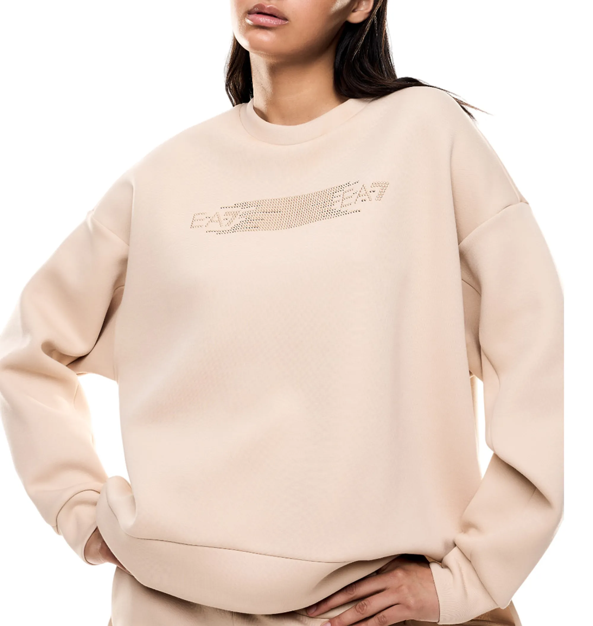 Ea7 Tuta In Interlock Di Cotone Beige 7W000670Af13151 162723