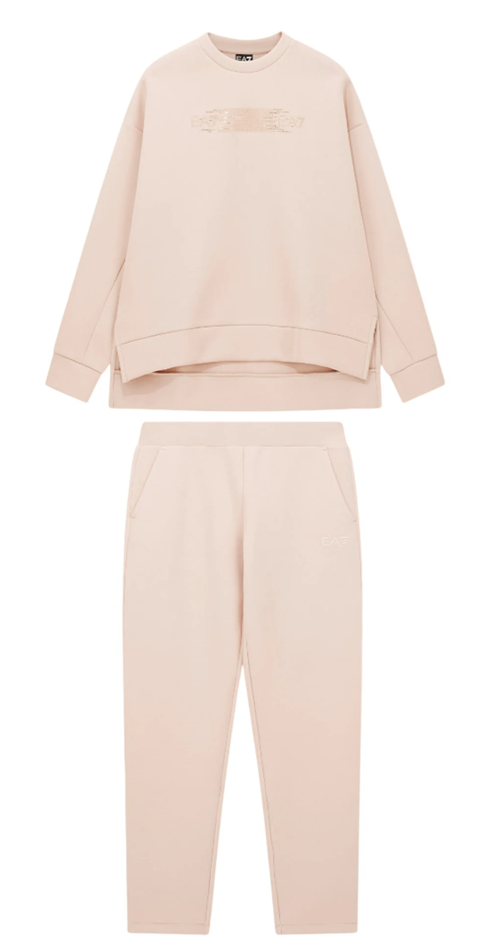Ea7 Tuta In Interlock Di Cotone Beige 7W000670Af13151 162737