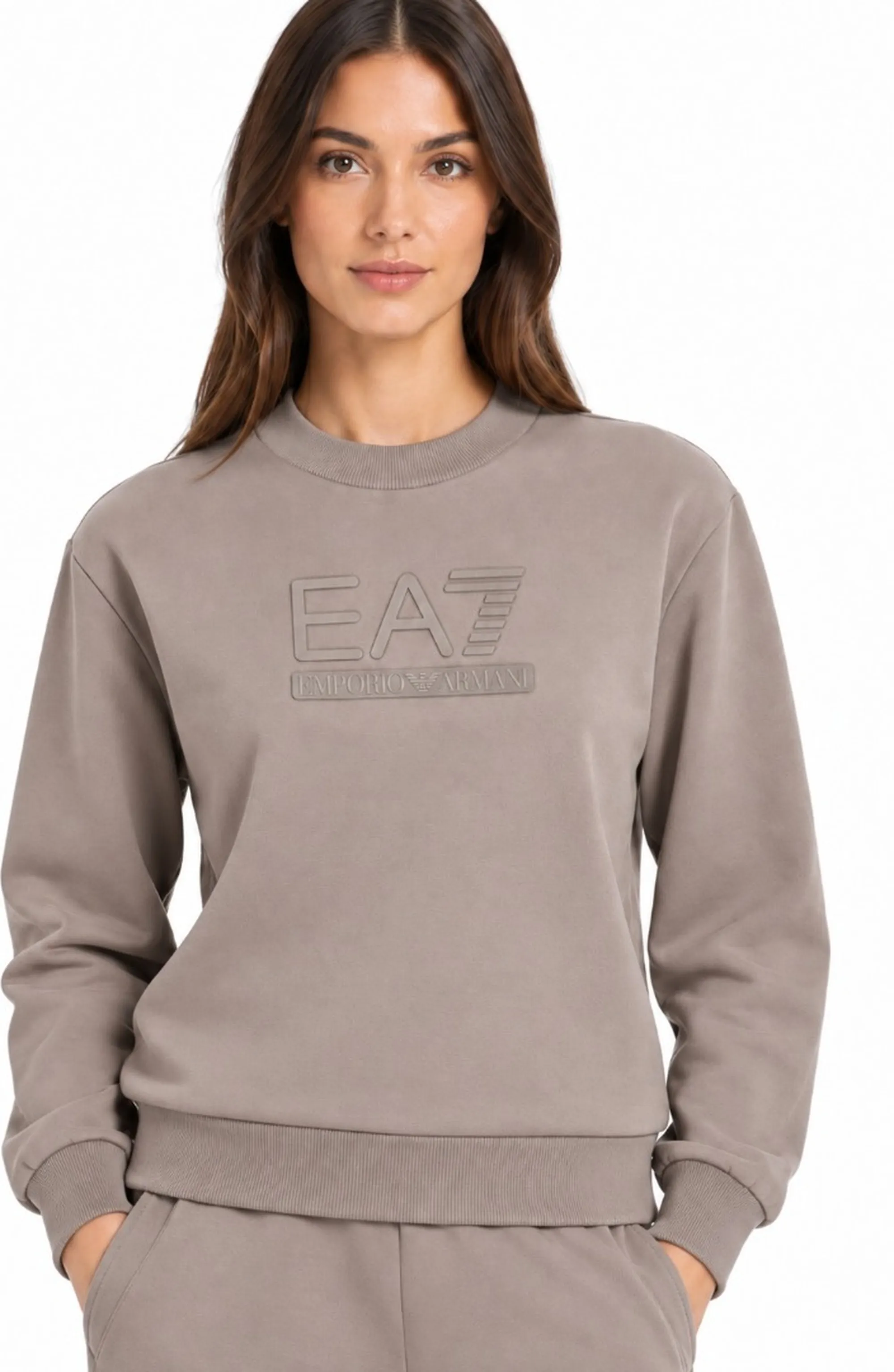 Ea7 Tuta In Jesey Di Cotone Oversize Beige 7W001407Af20758 190864