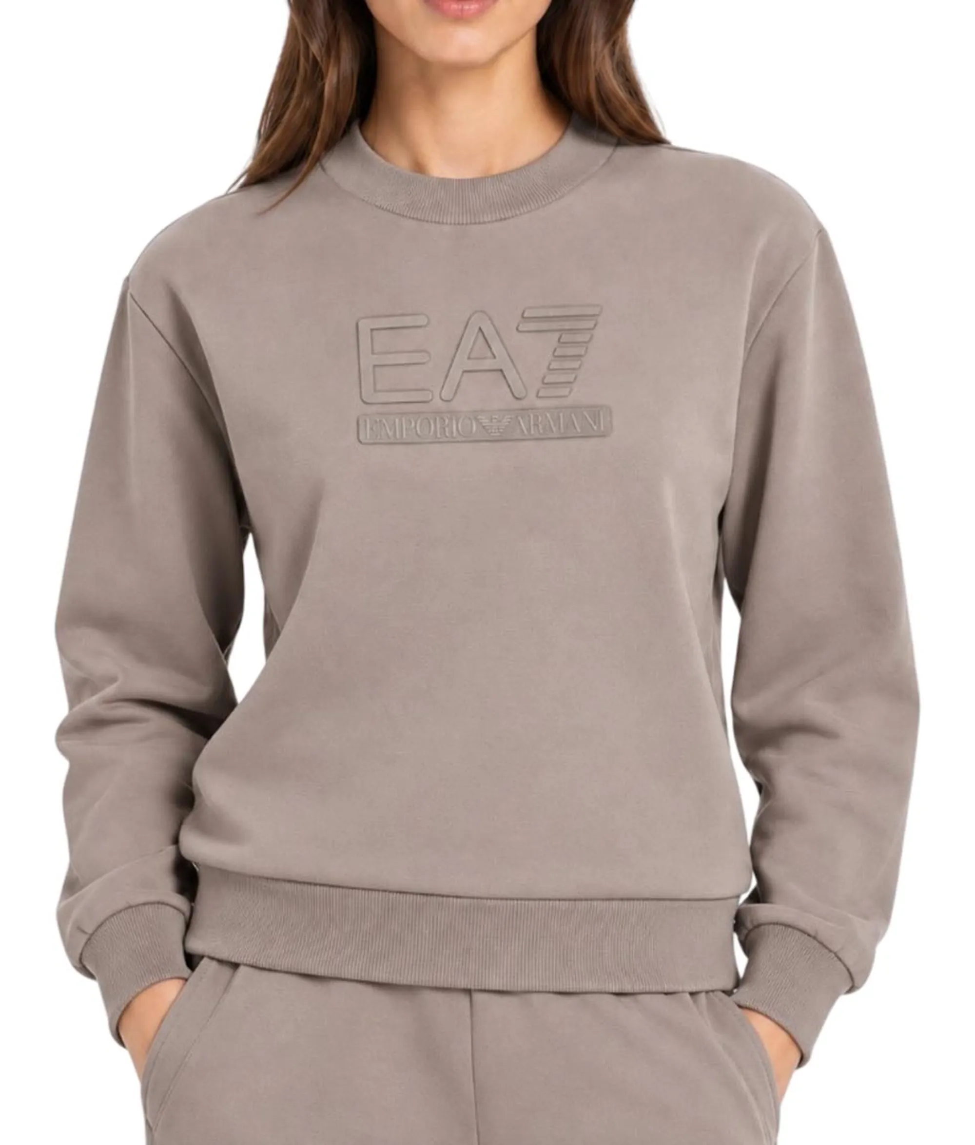 Ea7 Tuta In Jesey Di Cotone Oversize Beige 7W001407Af20758 195594