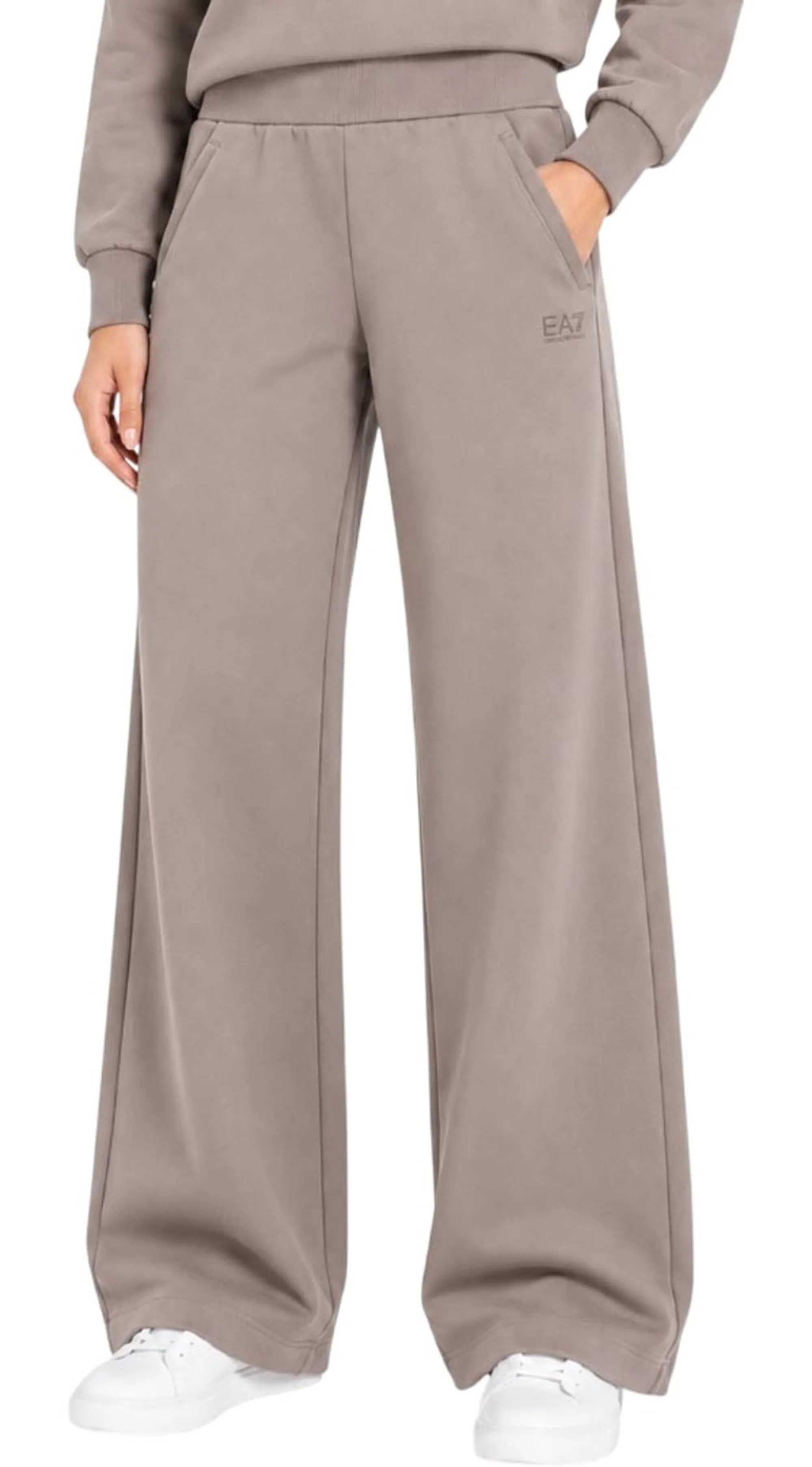 Ea7 Tuta In Jesey Di Cotone Oversize Beige 7W001407Af20758 195595