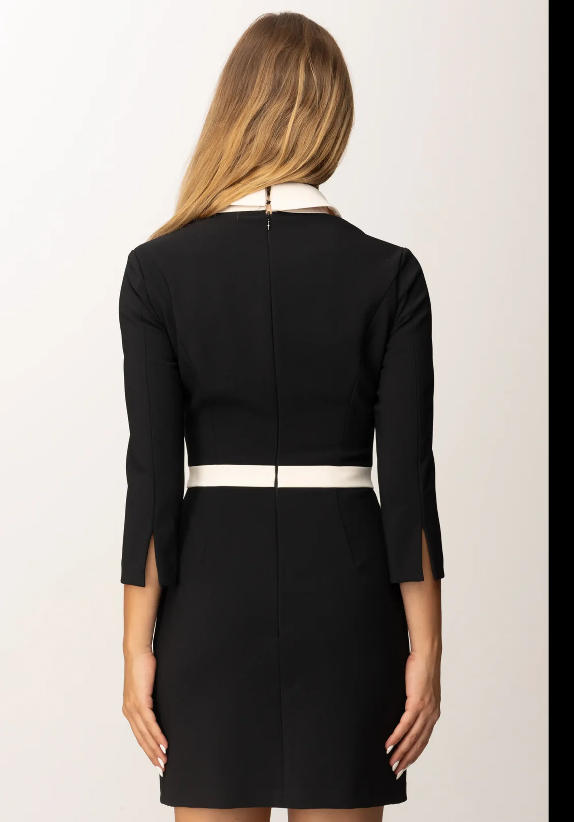 Elisabetta Franchi B'Double Crepe Color Block Dress' Black Abt0156E2 153031