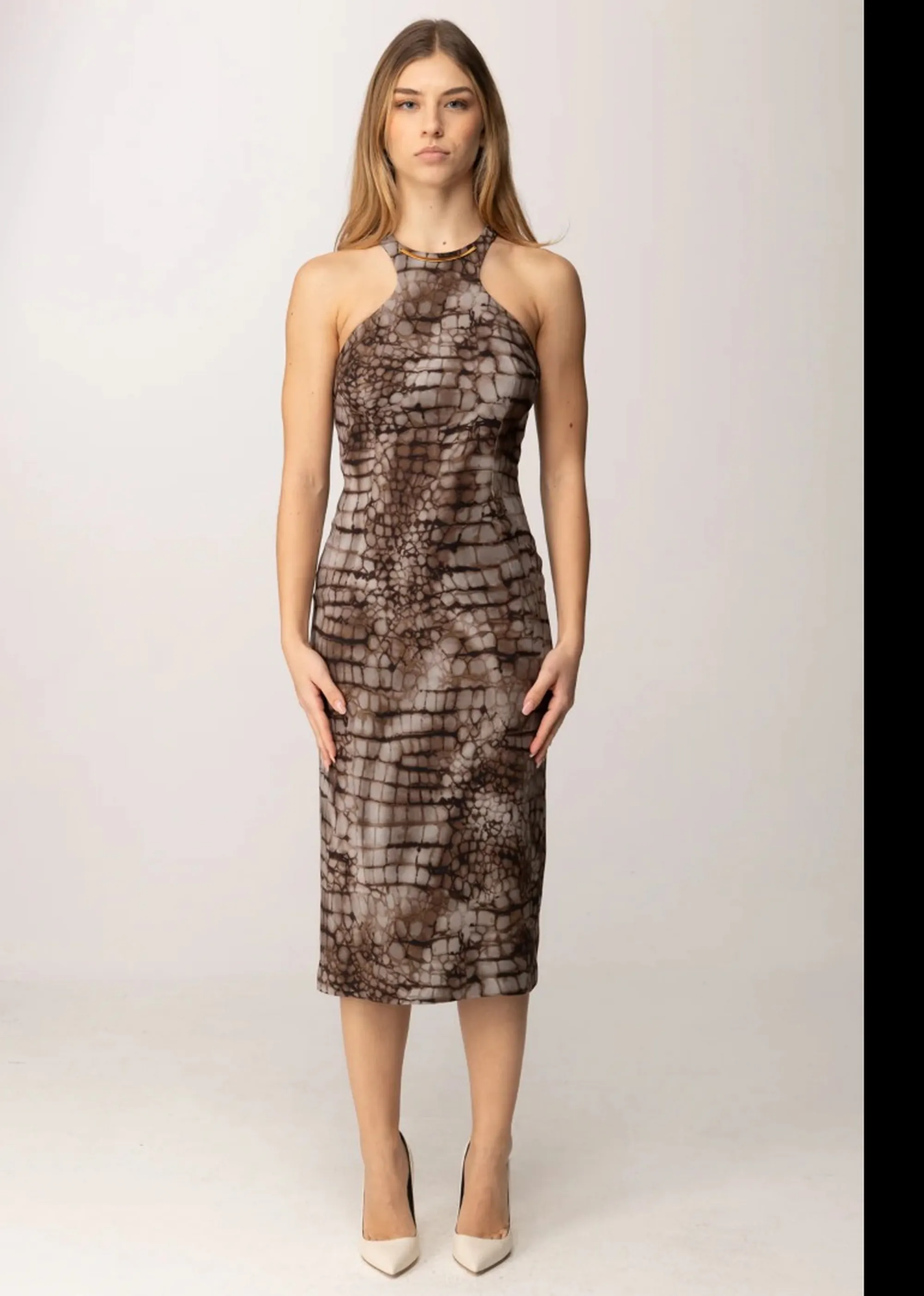 Elisabetta Franchi Abito Con Stampa Animaler Cacao Ab89161E2 171432