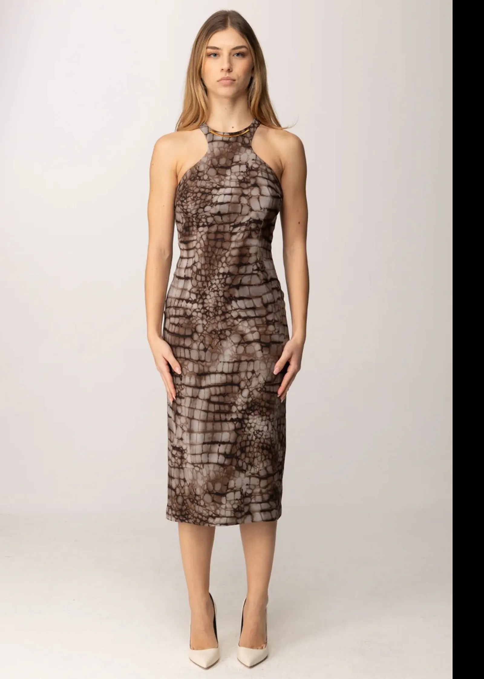 Elisabetta Franchi Abito Con Stampa Animaler Cacao Ab89161E2 171432