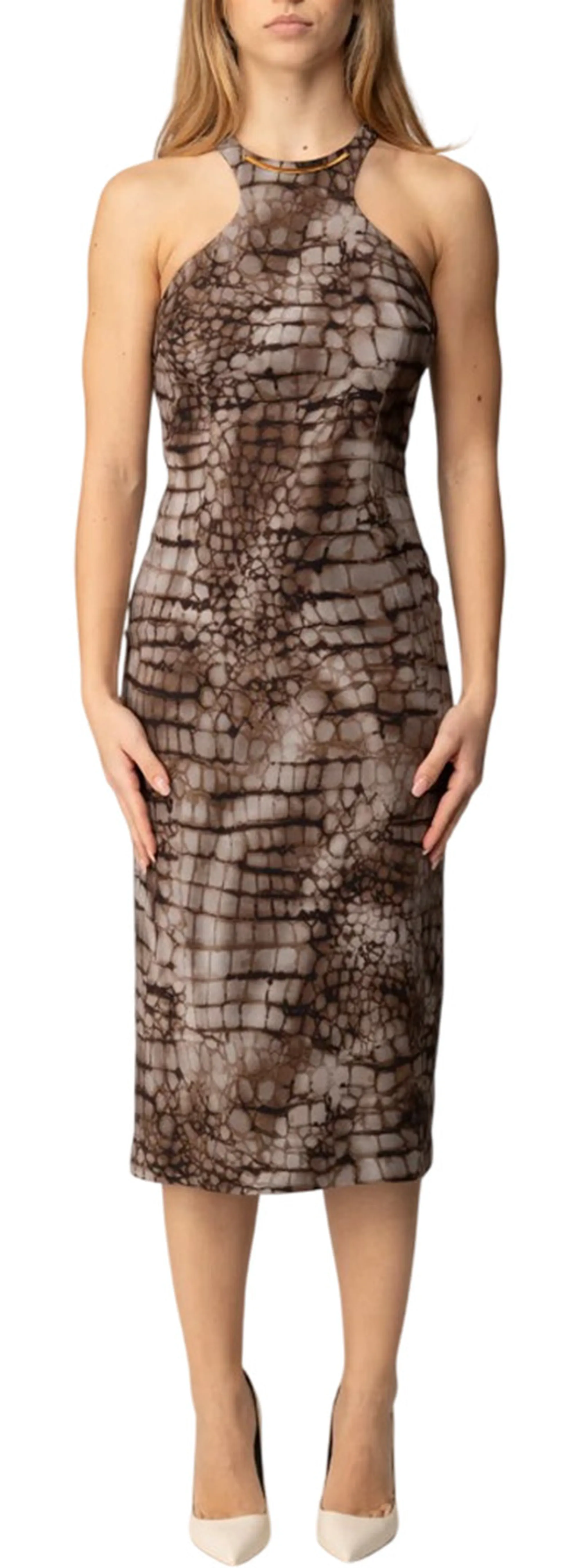 Elisabetta Franchi Abito Con Stampa Animaler Cacao Ab89161E2 178488