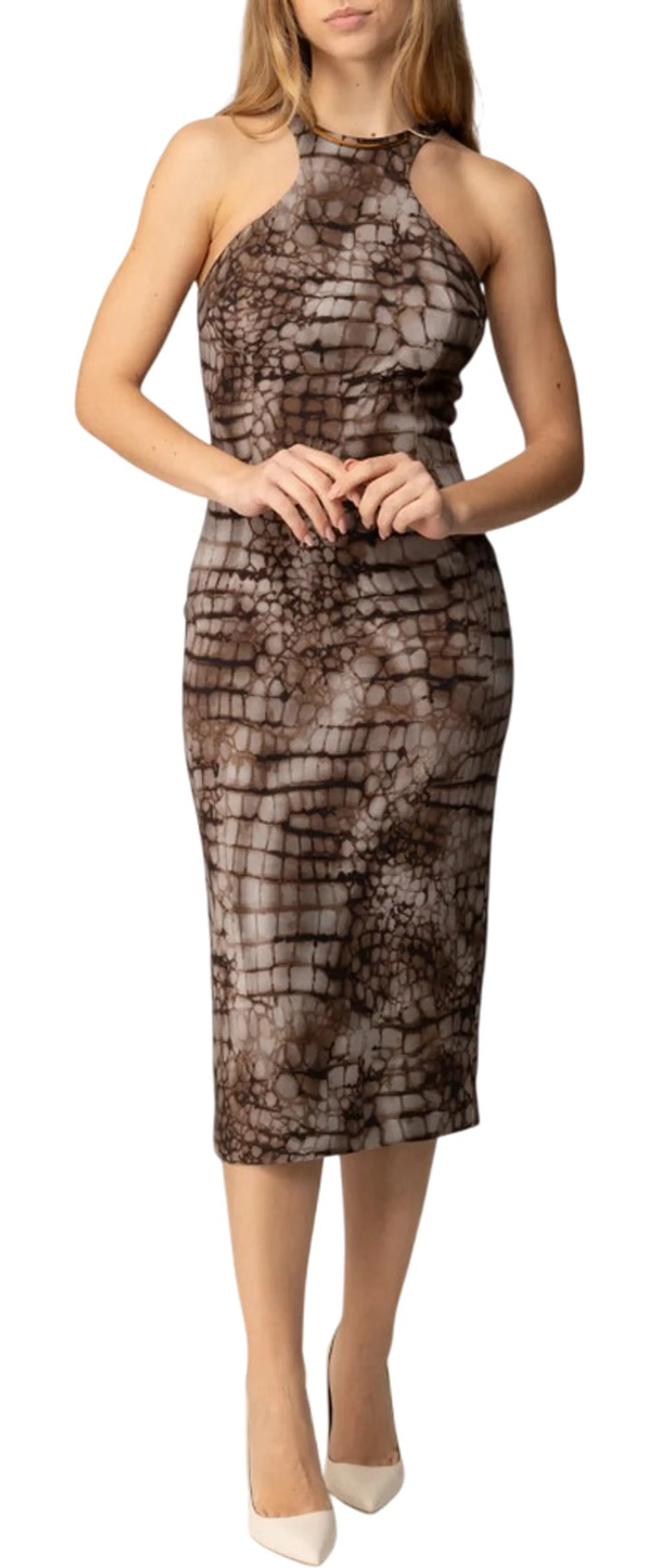 Elisabetta Franchi Abito Con Stampa Animaler Cacao Ab89161E2 178489