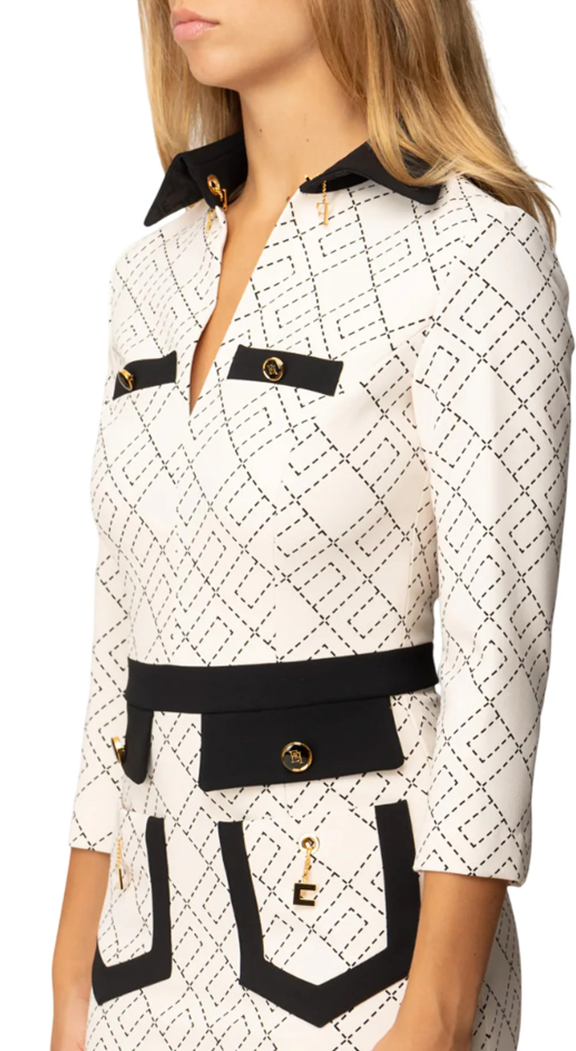 Elisabetta Franchi Abito Con Stampa E Color Block Abs0156E2 153778