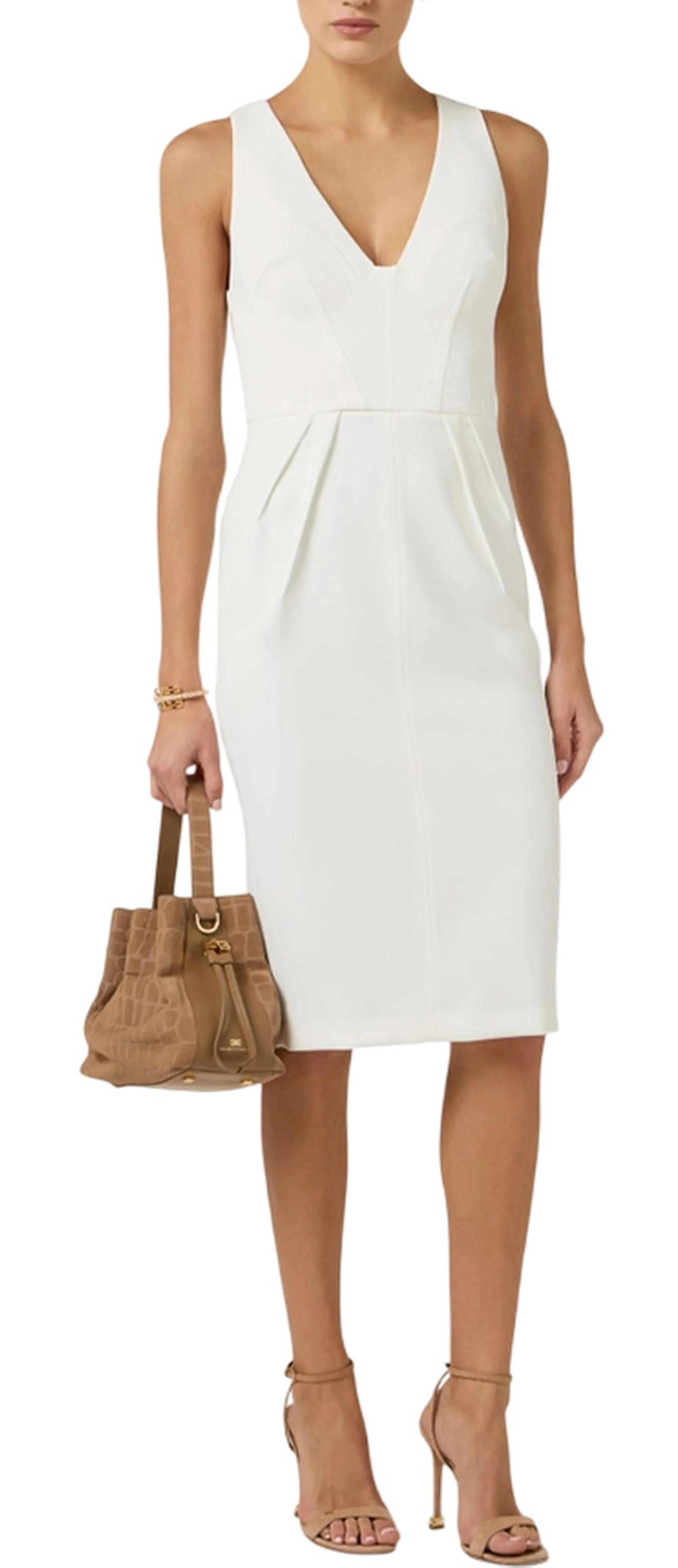 Elisabetta Franchi Abito In Crepe Leggero Avorio Ab94162E2 180968