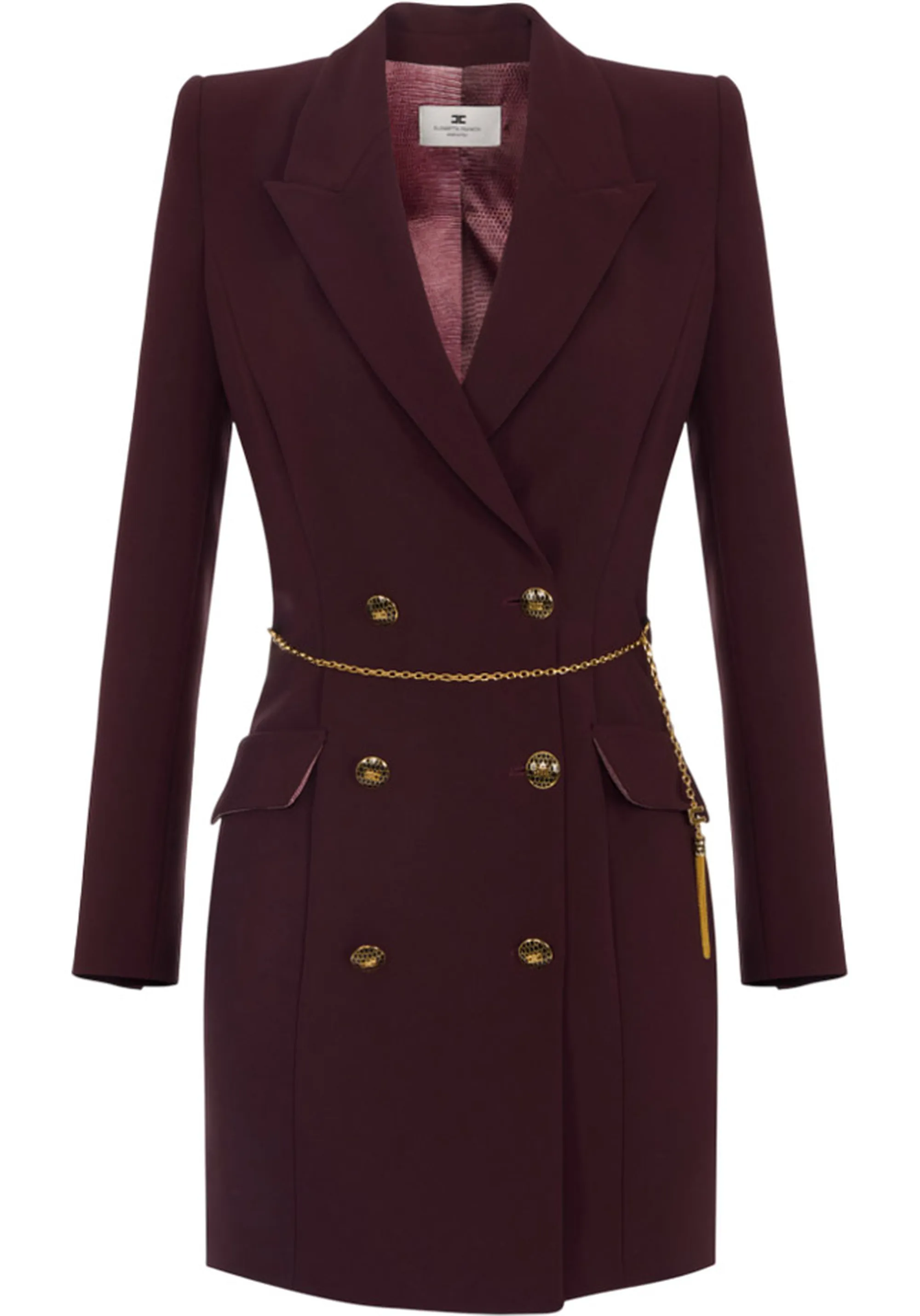 Elisabetta Franchi B'Lightweight Crepe Dress With Jewel Chain' Merlot Ab89657E2 157548