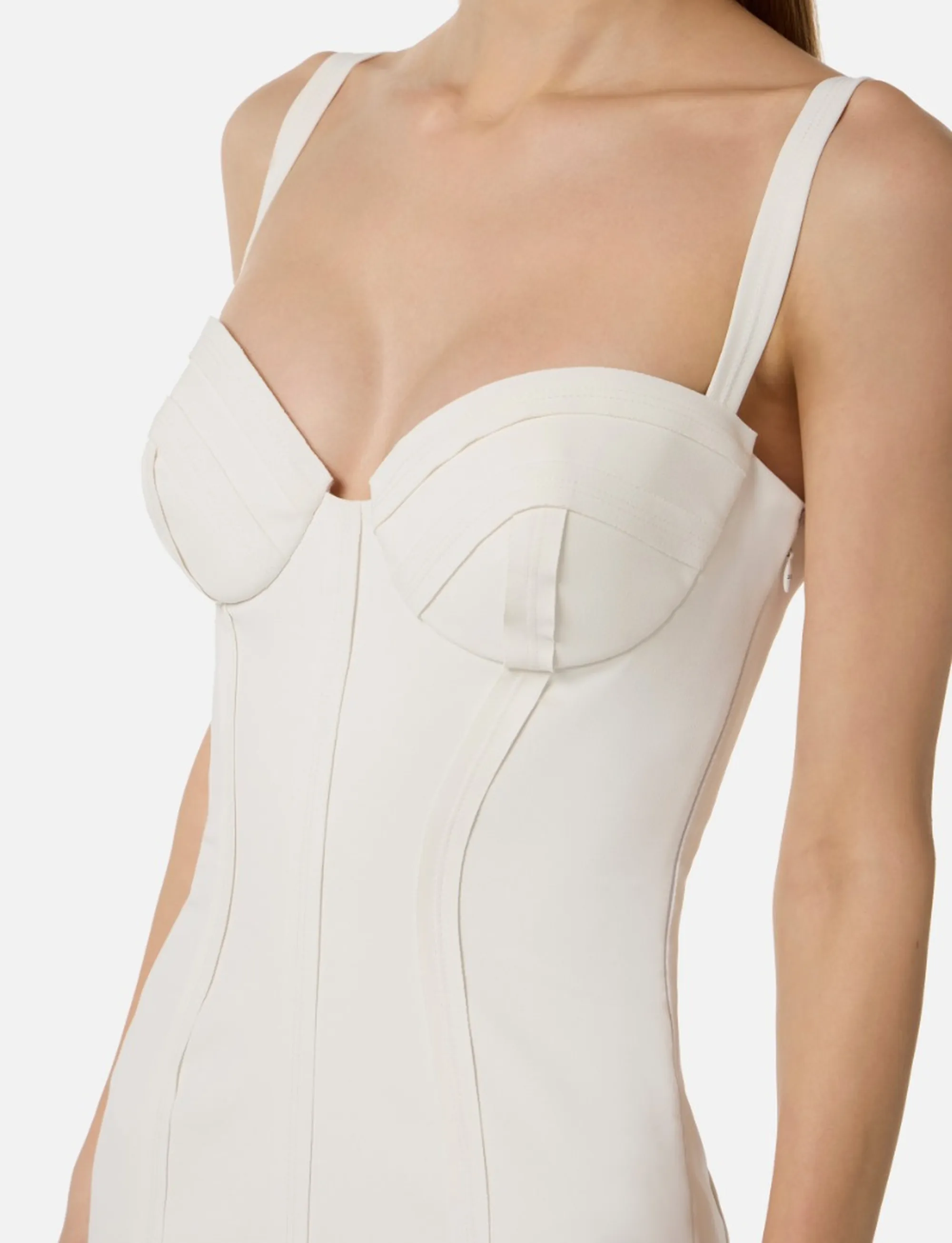 Elisabetta Franchi B'Lightweight Crepe Dress With Raw-Cut Fabric' Ivory Ab91861E2 172120