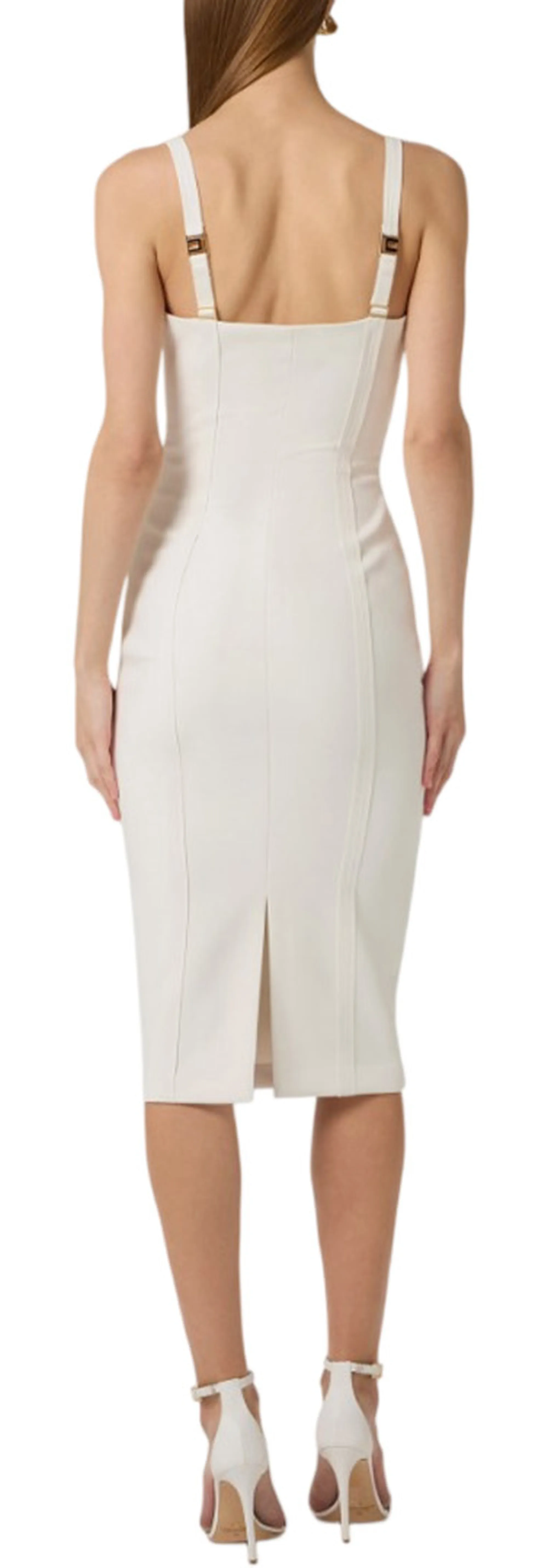Elisabetta Franchi B'Lightweight Crepe Dress With Raw-Cut Fabric' Ivory Ab91861E2 178480