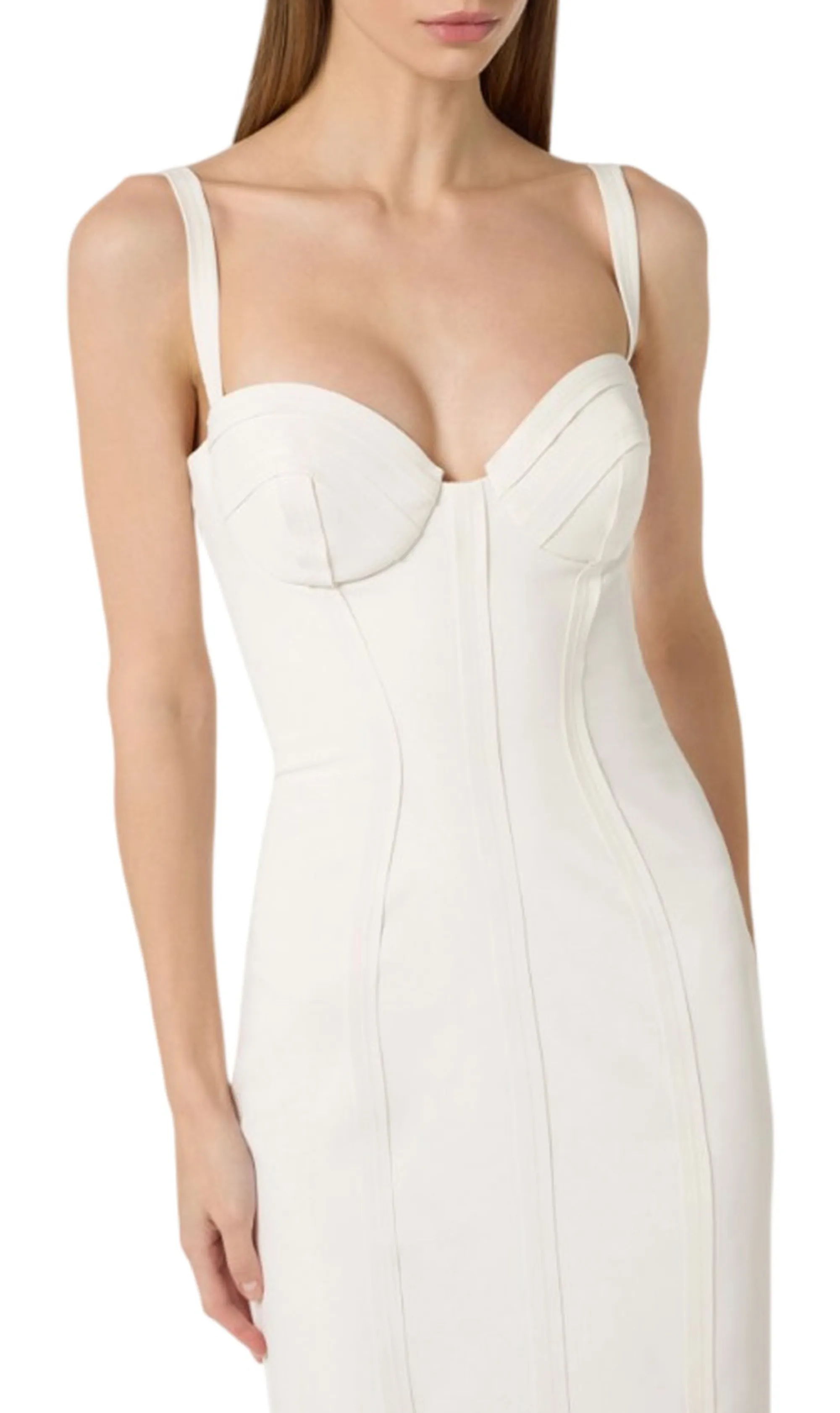 Elisabetta Franchi B'Lightweight Crepe Dress With Raw-Cut Fabric' Ivory Ab91861E2 178481