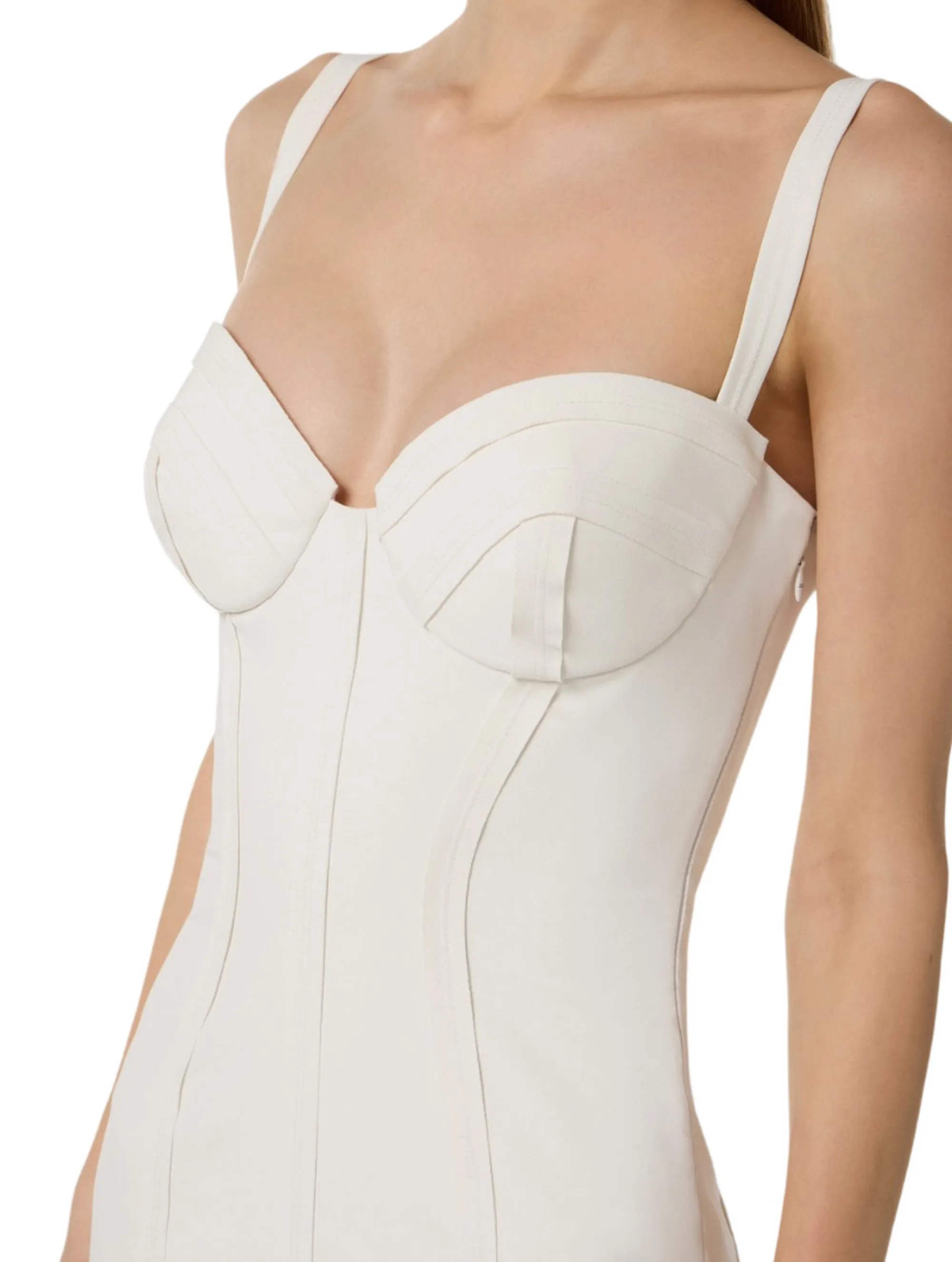 Elisabetta Franchi B'Lightweight Crepe Dress With Raw-Cut Fabric' Ivory Ab91861E2 178482